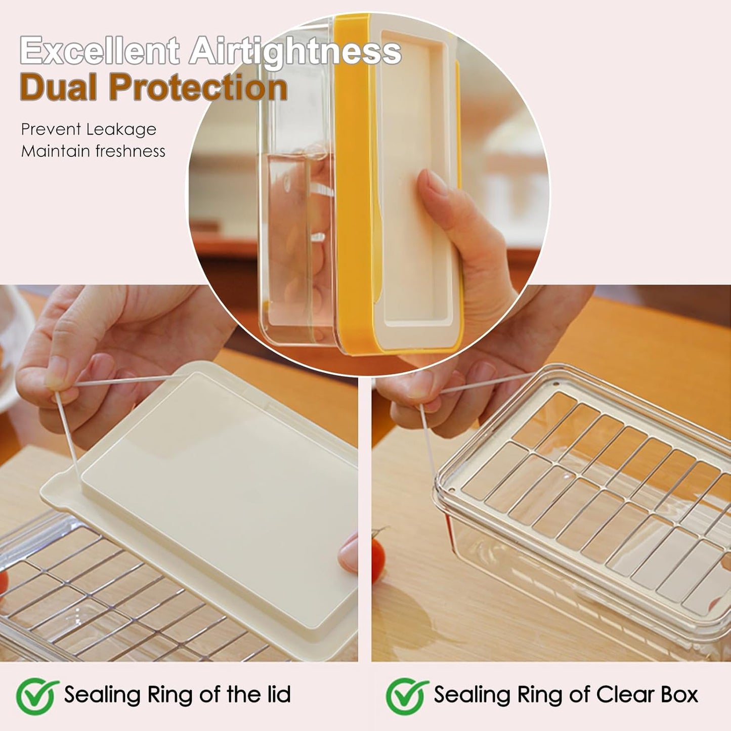Butter Cutter Slicer with Lid and Knife for Countertop and Refrigerator, Airtight Butter Keeper Container, Butter Holder for East/West Coast Butter