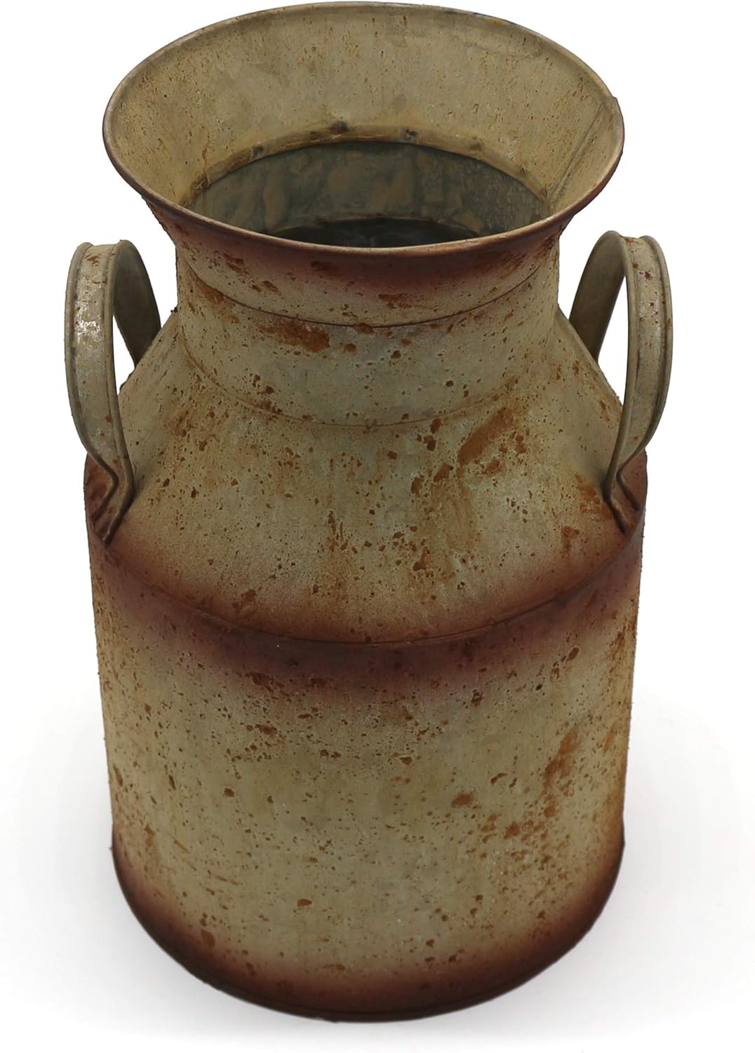 CVHOMEDECO. Farmhouse Galvanized Metal Milk Can, Old Rustic Primitives Jug Vase for Home and Garden Décor. Grey