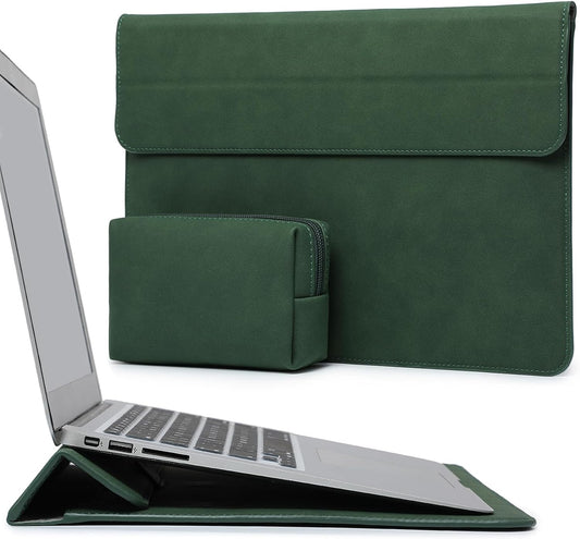 HYZUO 15-16 Inch Laptop Sleeve Case with Stand Feature for MacBook Pro 16 M4/M3/M2/M1 Pro/Max 2025-2019, XPS 15, MacBook Pro 15 2015-2012, Samsung Galaxy Book Flex/Pro 15, Midnight Green