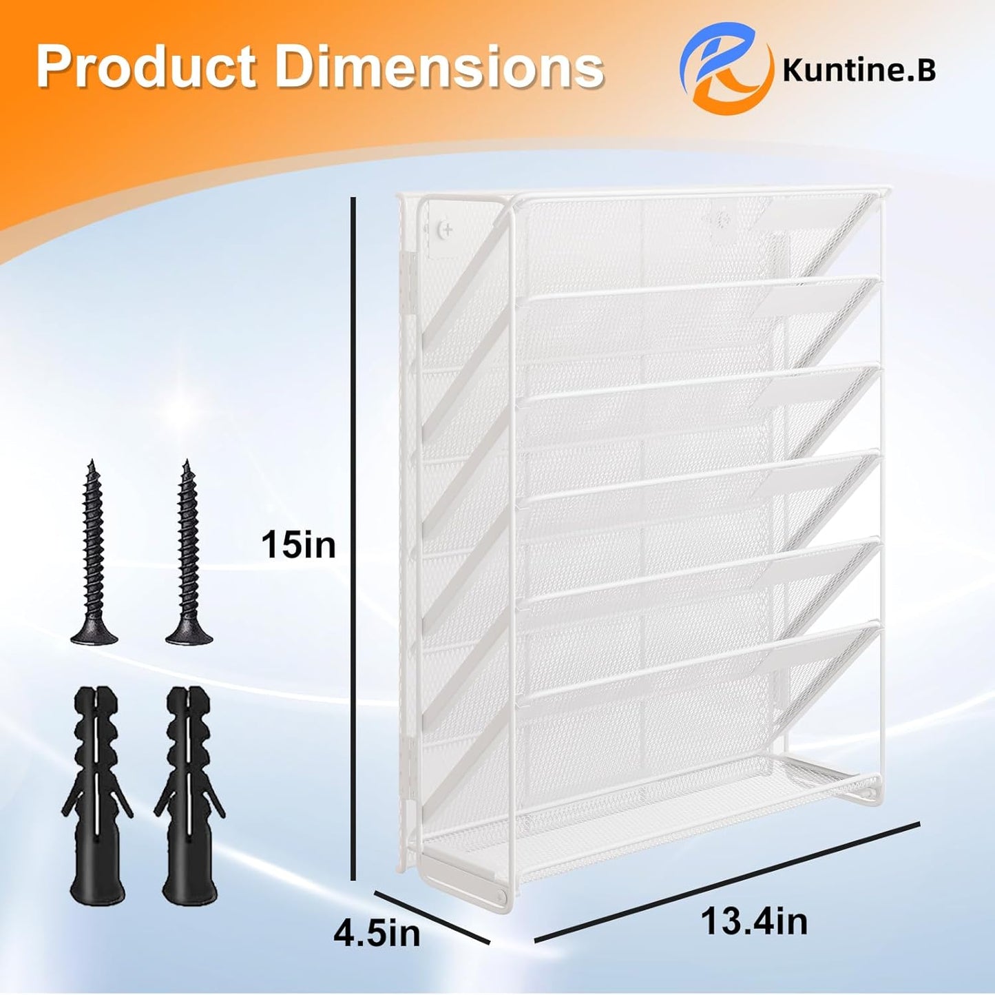 Kuntine.B Wall File Organizer Hanging Magazine Holder (White, 7 Tier 2 Pack)