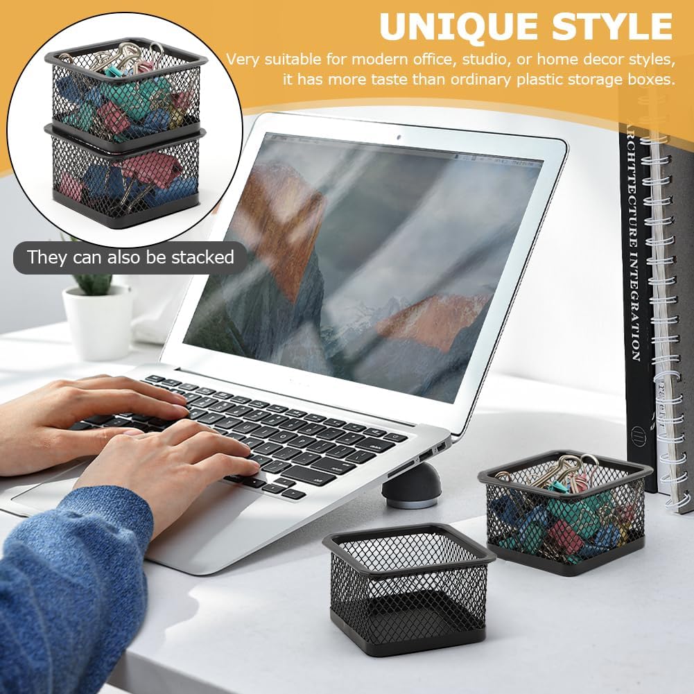Paper Clip Holder for Desk, Paperclip Holders Mesh Paperclip Dispenser Organizer for Desk Binderclip Bobby Pin Holder Container for Home Office School(SIZE:2pcs)