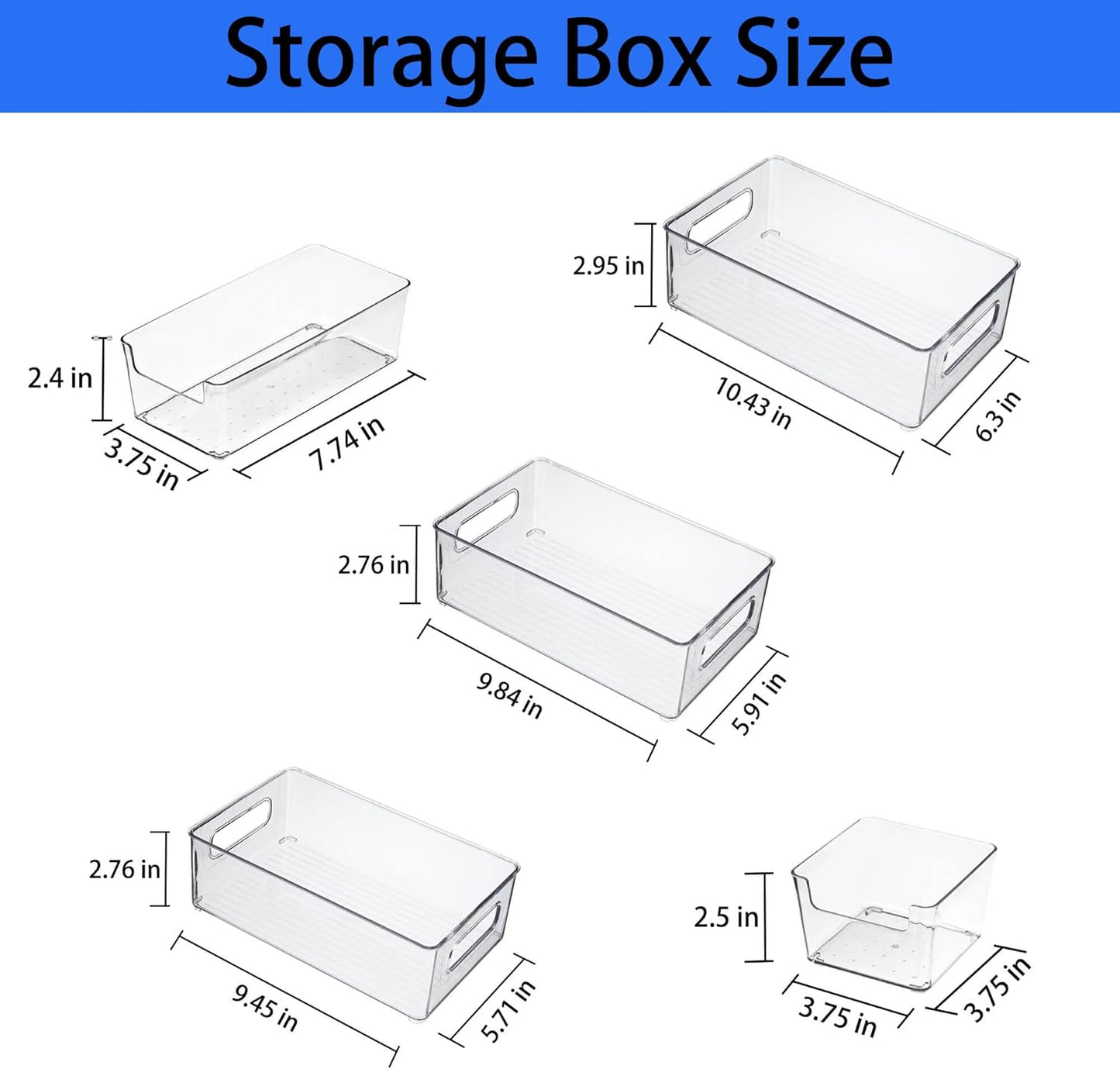 Refrigerator Organizer Bins 12 Pack Fridge Organizers with Handles Clear Freezer Storage Containers for Pantry, Cabinets,Shelves, Drawer – Plastic Kitchen Organizers