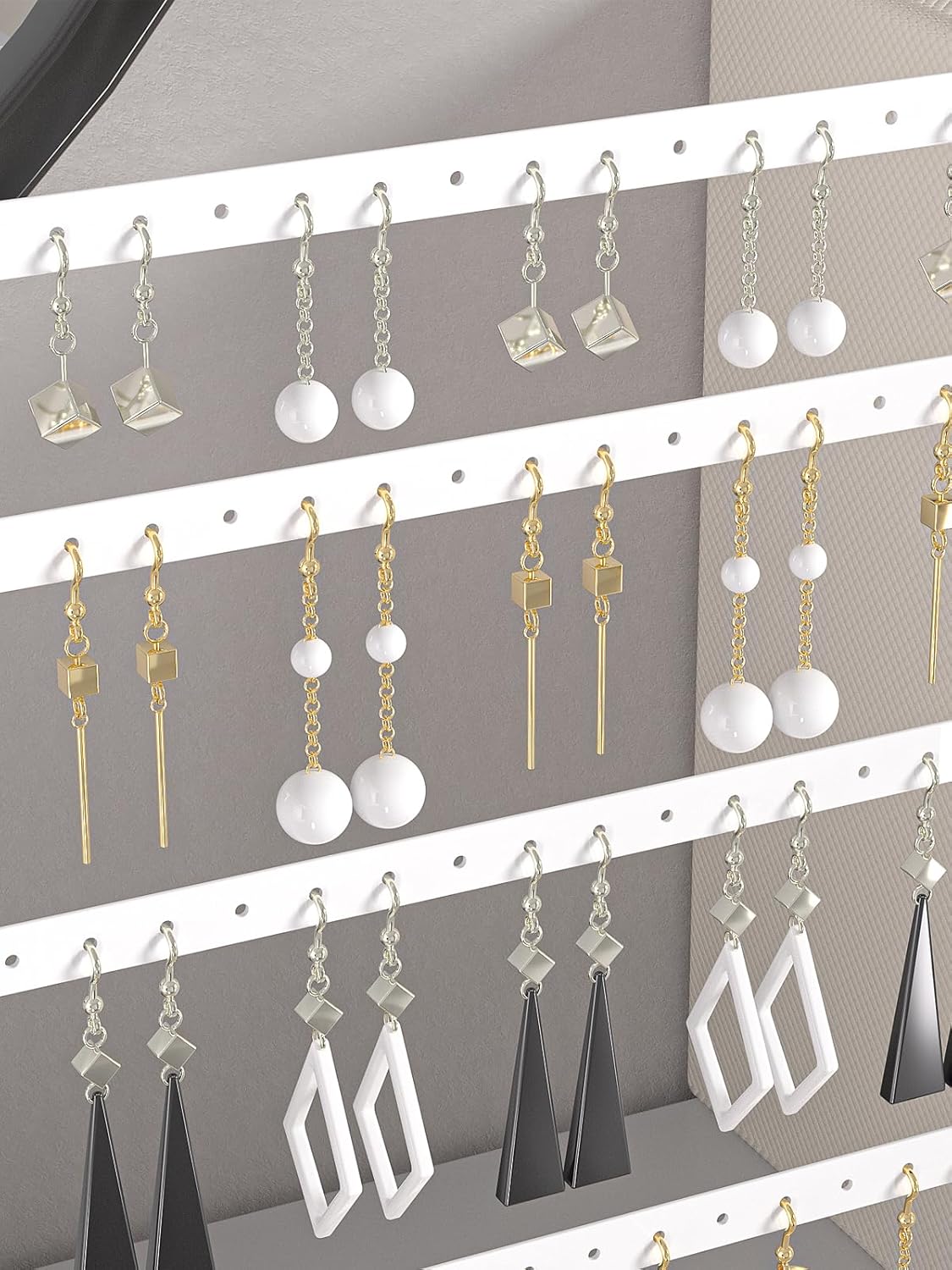 Earring Holder Organizer,Pierced Large Earrings Display Stand For Selling,Small Stud Earring Organizer Rack,Hoop Earring Storage Hanger Tree (White, 4 tier)
