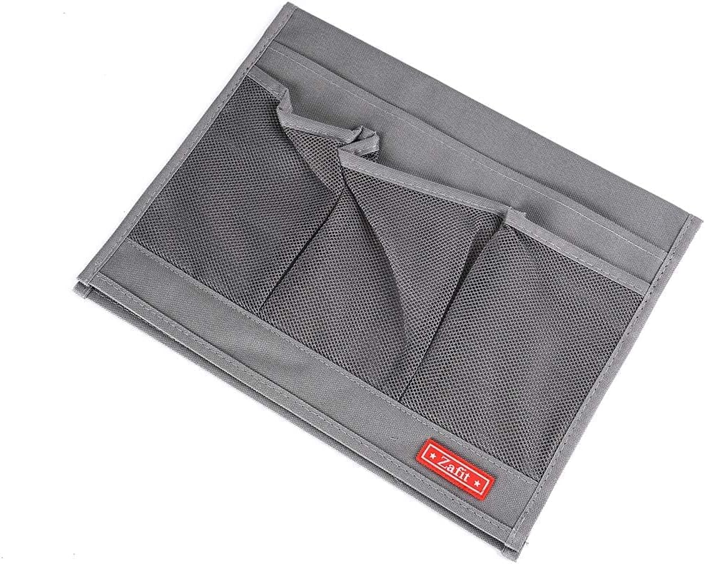 Bedside Storage Organizer, Table Cabinet Bedside Organizer Caddy for Remotes Phone Glasses (Classic 4 Pockets-Grey)