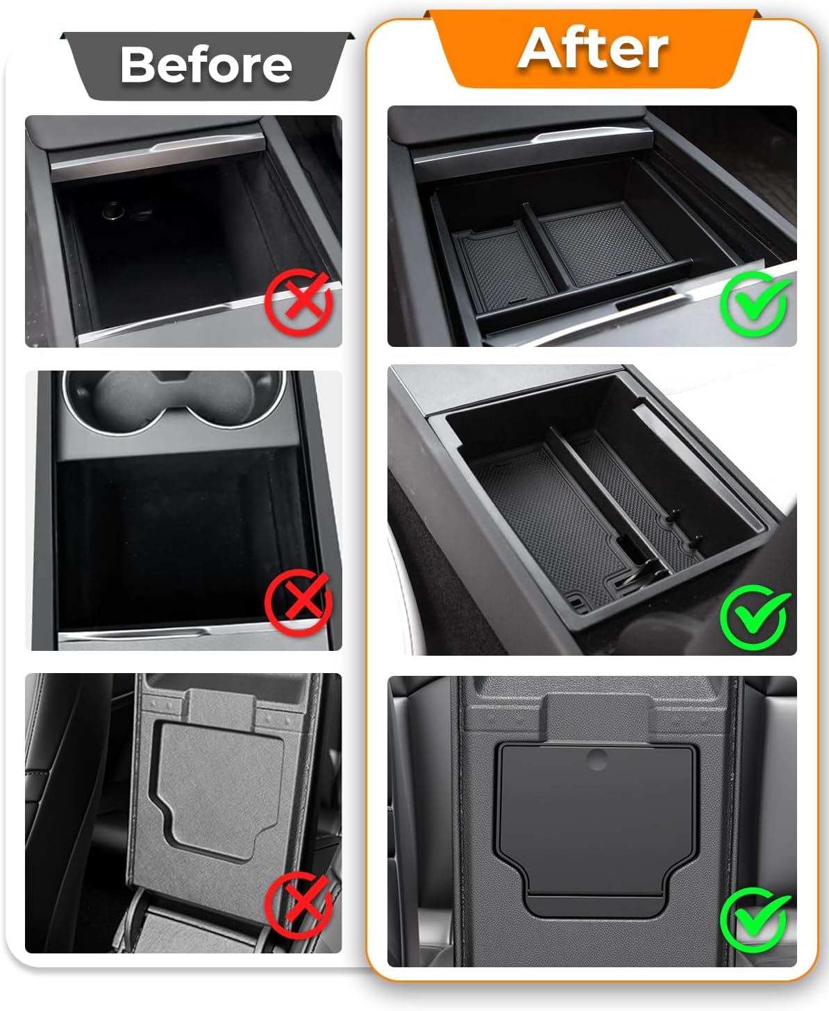 5 Piece Center Console Organizer Tray Compatible for Tesla Model 3 Highland Accessories 2024, 2025 /for Tesla Model Y Juniper 2025 Center Console Tray, Armrest Hidden Storage Box