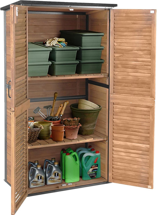 Outdoor Storage Shed with Adjustable Shelfs Tool Cabinet with Floor,Wooden Garden Shed for Backyard, Lawn, Patio Utility