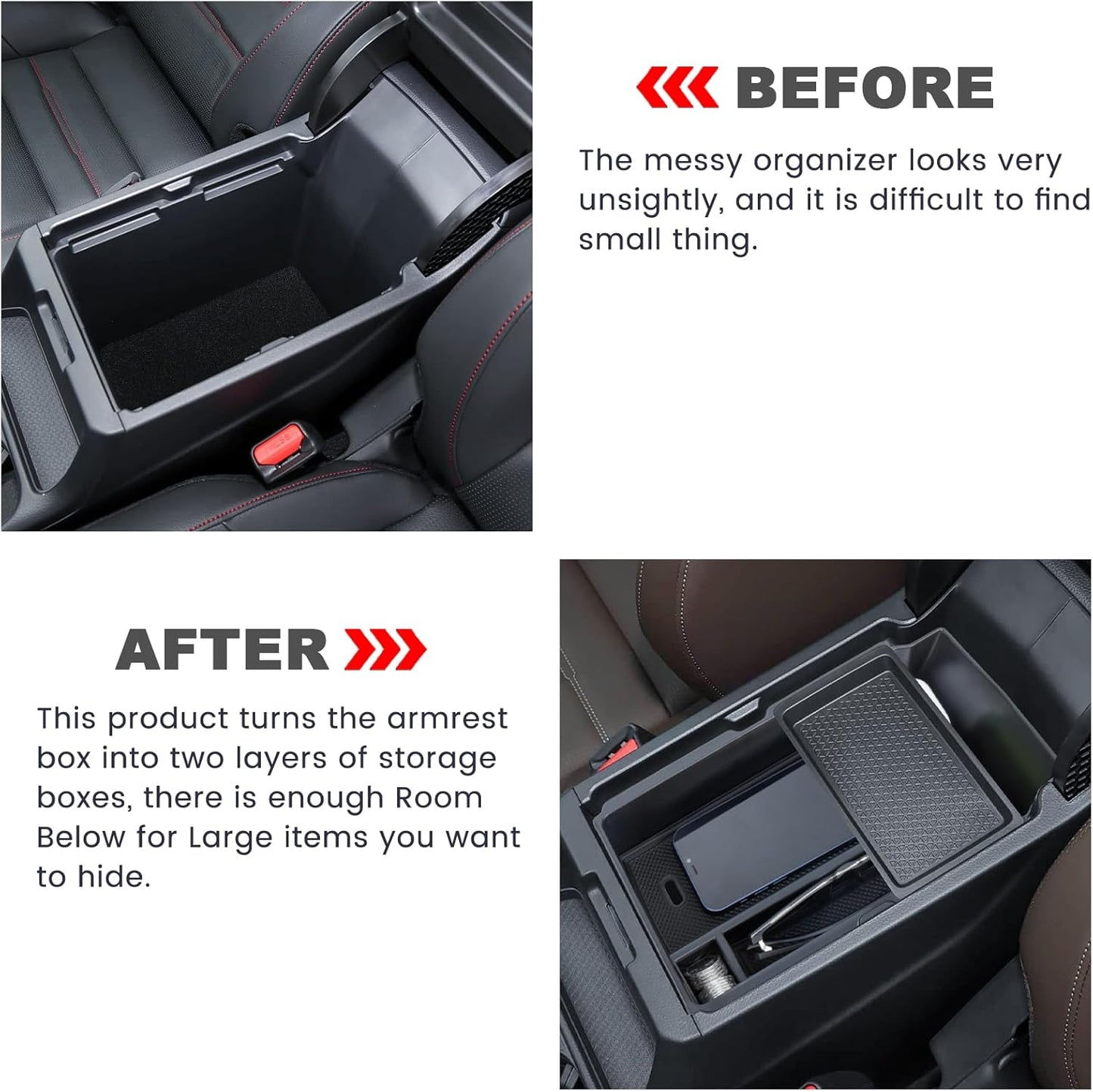 Center Console Organizer Compatible with 2026 2025 2024 2023 Honda CR-V Armrest Storage Box Coin and Glass Holder ABS Plastic Insert Secondary Storage Interior Accessories