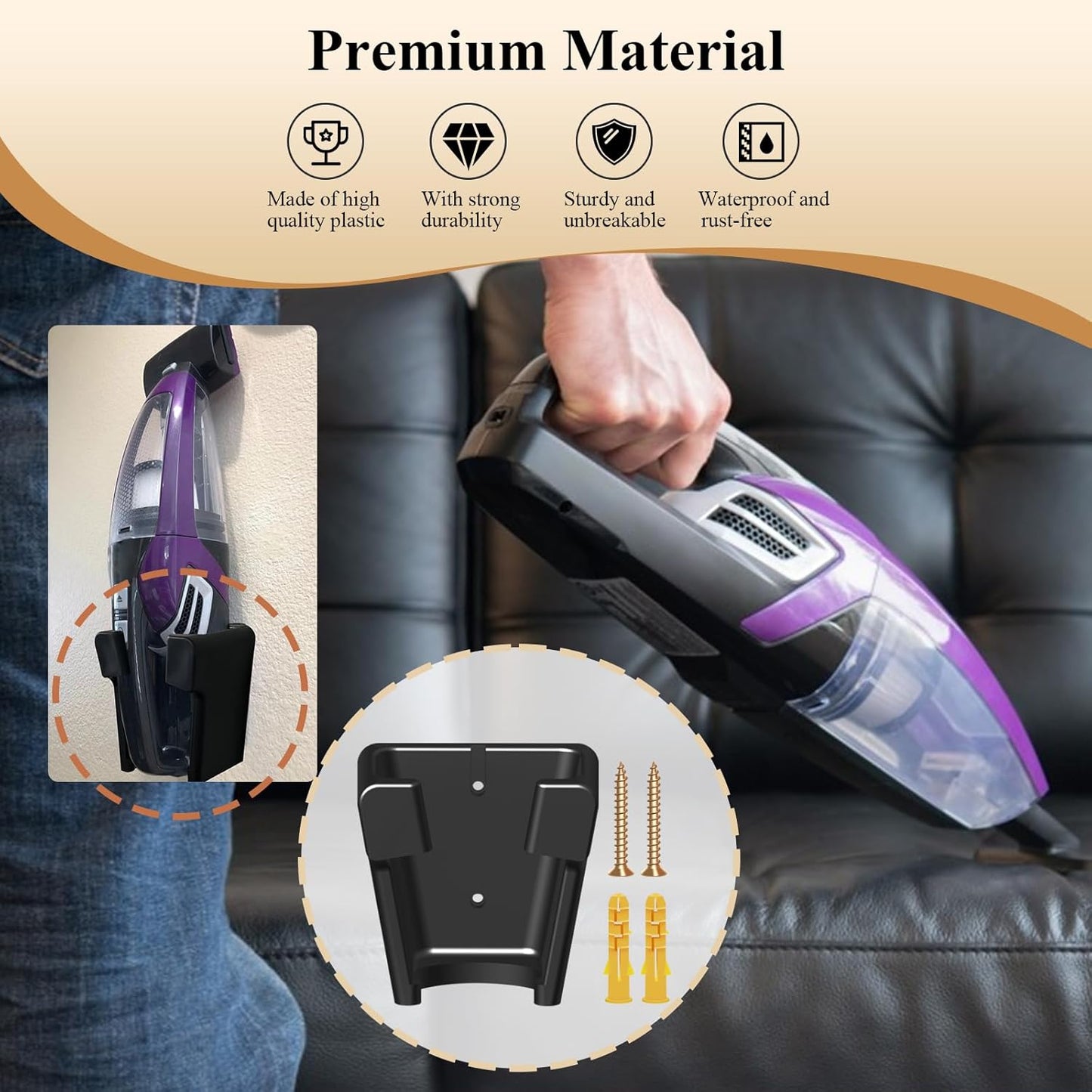 1 Pc Wall Mount Vacuum Holder/Docking Station with Screws, Fit for Bissell Pet Hair Eraser Handheld Vacuum Models 2390, 2390A, 2284W, 23903 & Auto-Mate Charging Dock, Save Space & Reduce Clutter