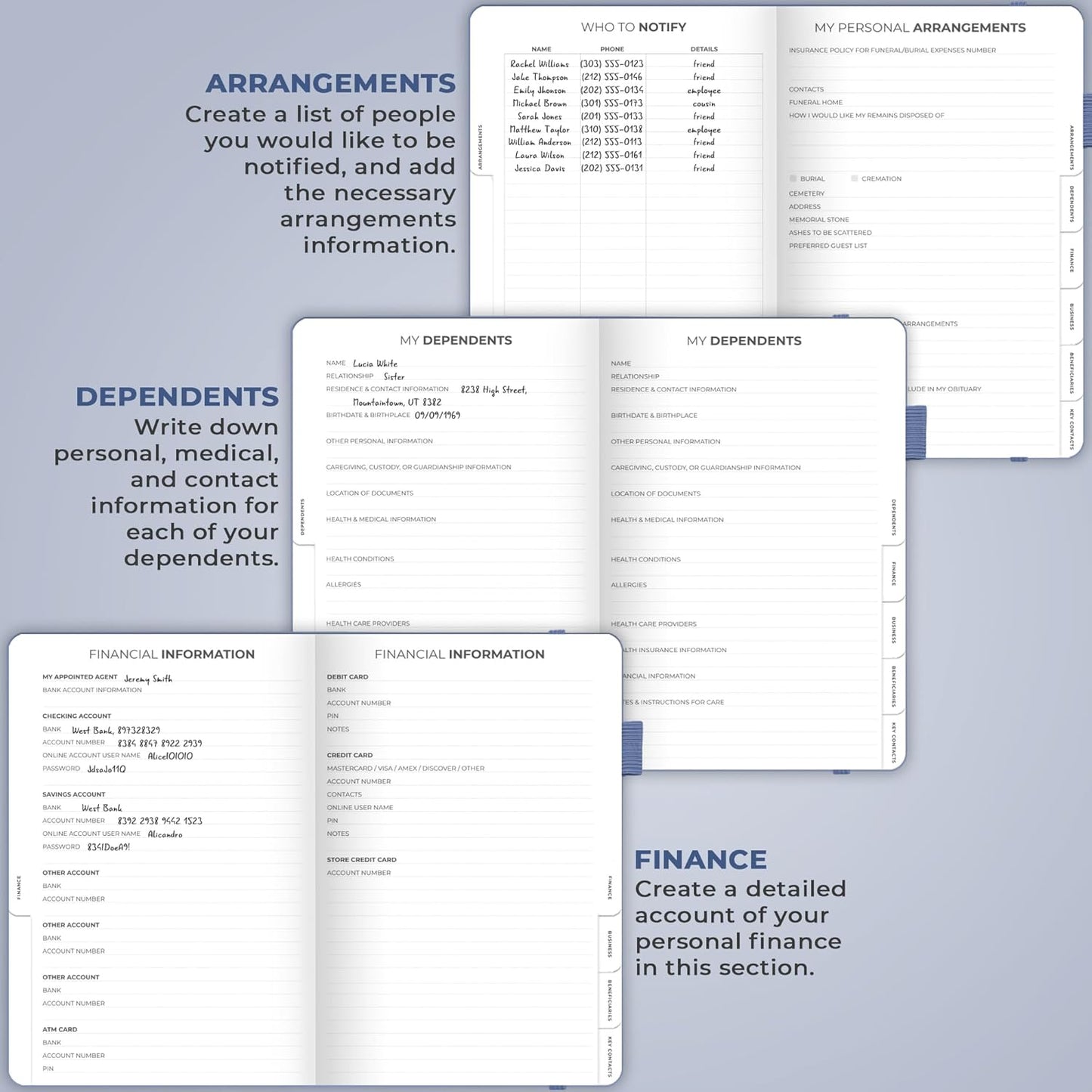 Clever Fox End of Life Planner – Final Arrangements Organizer for Beneficiary, Will Preparation, Last Wishes & Funeral Planning, A5 (Smoke Blue)