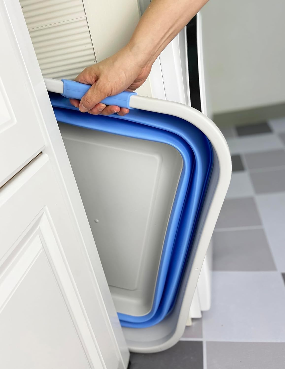 SAMMART 41L (10.8 gallon) Collapsible Plastic Laundry Basket - Foldable Pop Up Storage Container/Organizer - Portable Washing Tub - Space Saving (Grey/Little Boy Blue, Rectangular)