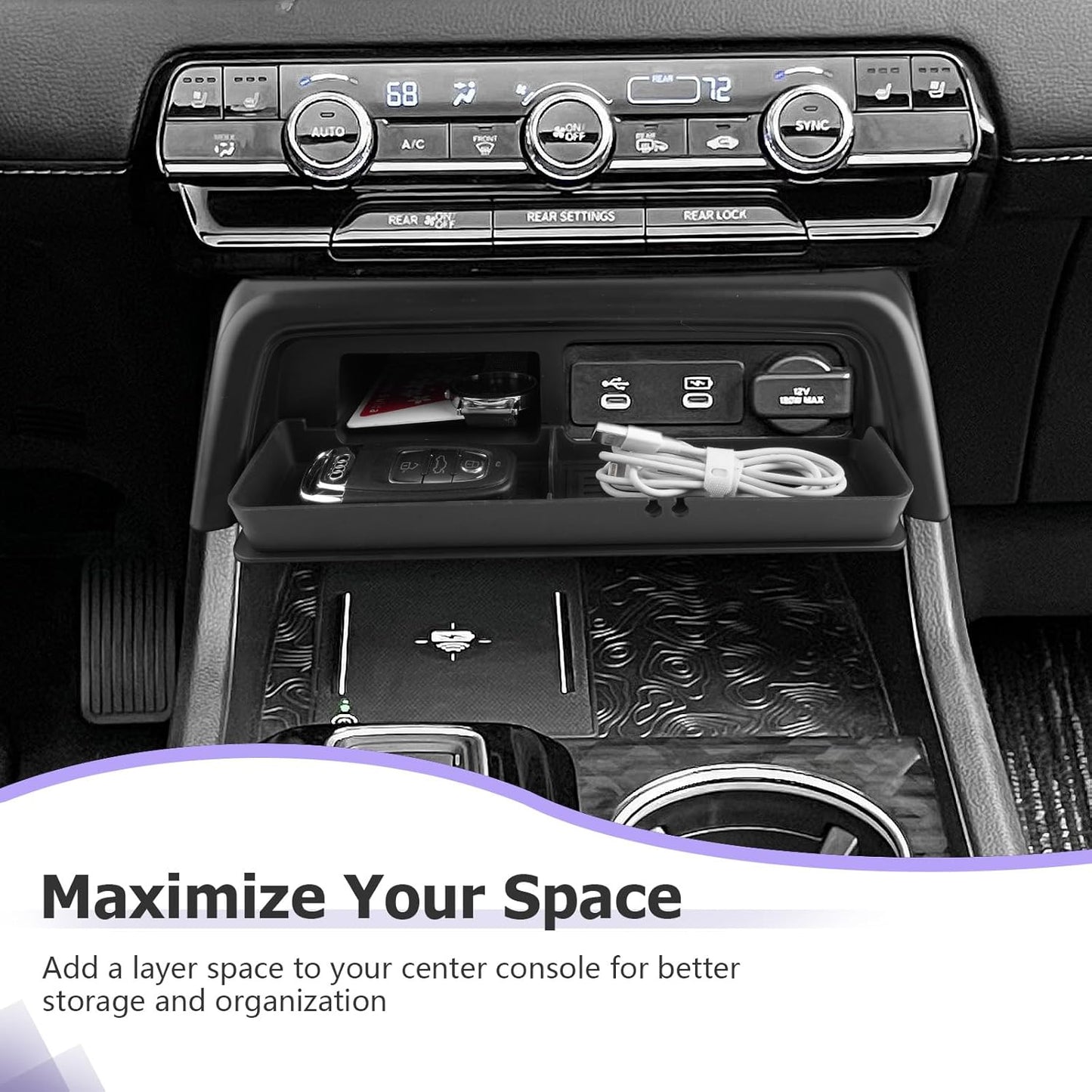 LUWU 2026 Honda Passport Accessories Compatible with 2023 2024 2025 2026 Pilot & 2026 Passport Center Console Organizer, Armrest Storage Box Tray Organizer Insert Tray 2025 Pilot Accessories Black