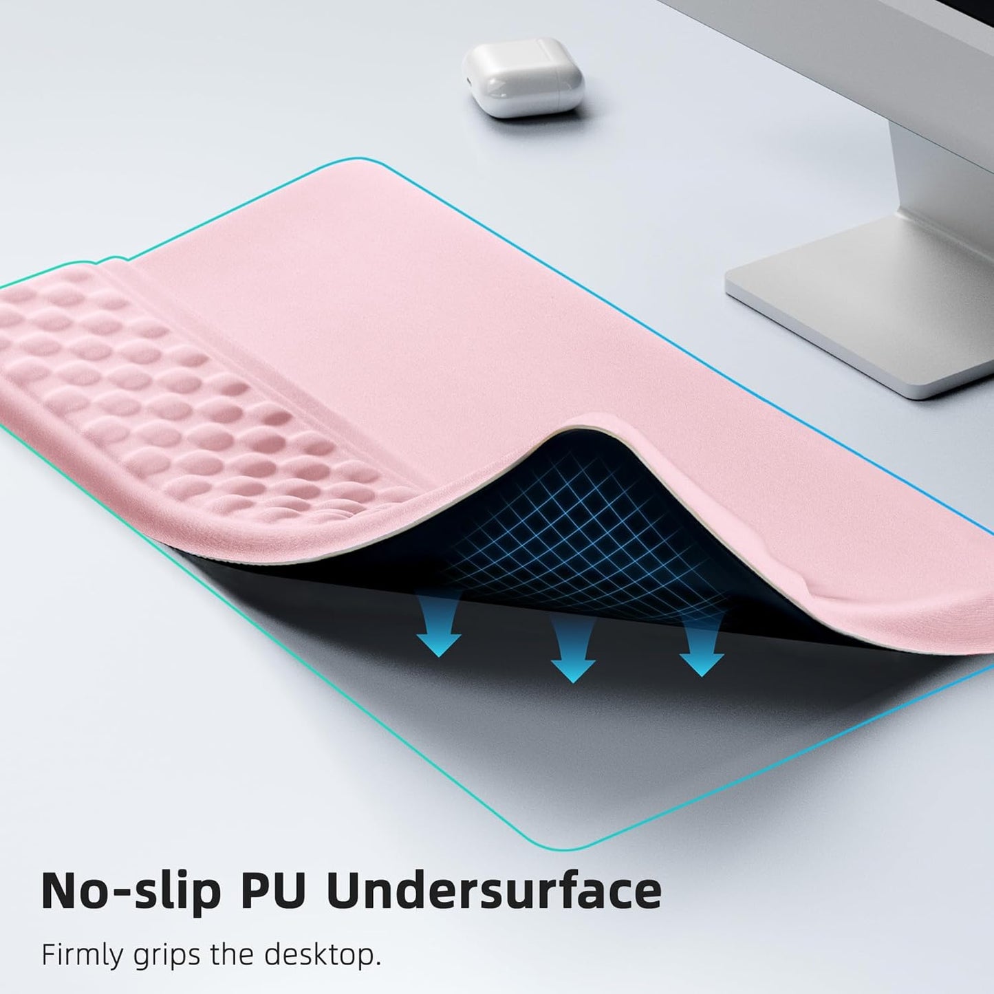 Ospelelf Keyboard Wrist Rest Pad, Comfy Ergonomic Keyboard Stand Riser Holder, Computer Wrist Support Cushion forTyping, Light Pink