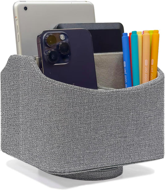 UnionBasic Rotating Desk Organizer, 360 Degree Desk Spinning Caddy, Desktop TV Guide/Mail/Media/Remote Controller Holder Organizer, Grey Linen Texture