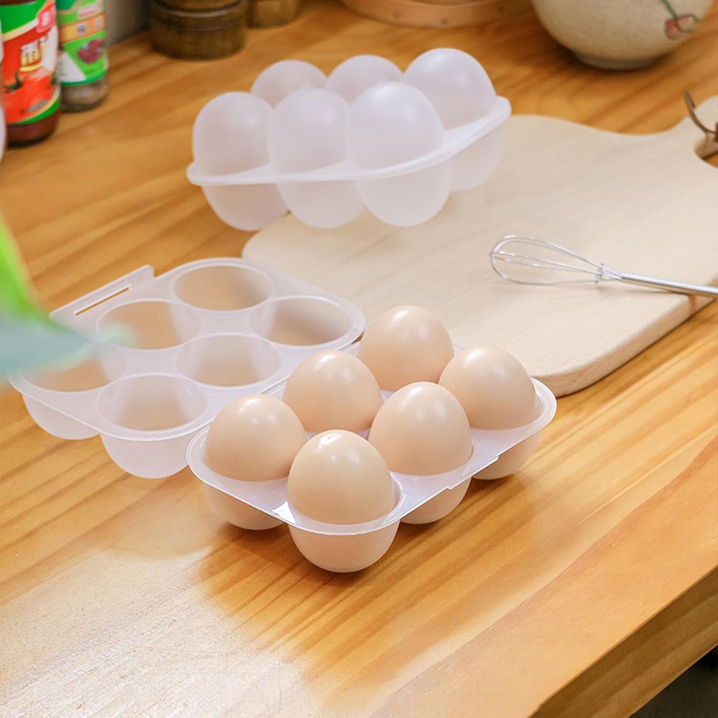 6 Grid Eggs Holder Container, Portable Tray Egg Grid Storage Container With Lid Camping Boxes Carriers For Camping Picnics Travel Kitchen Restaurants