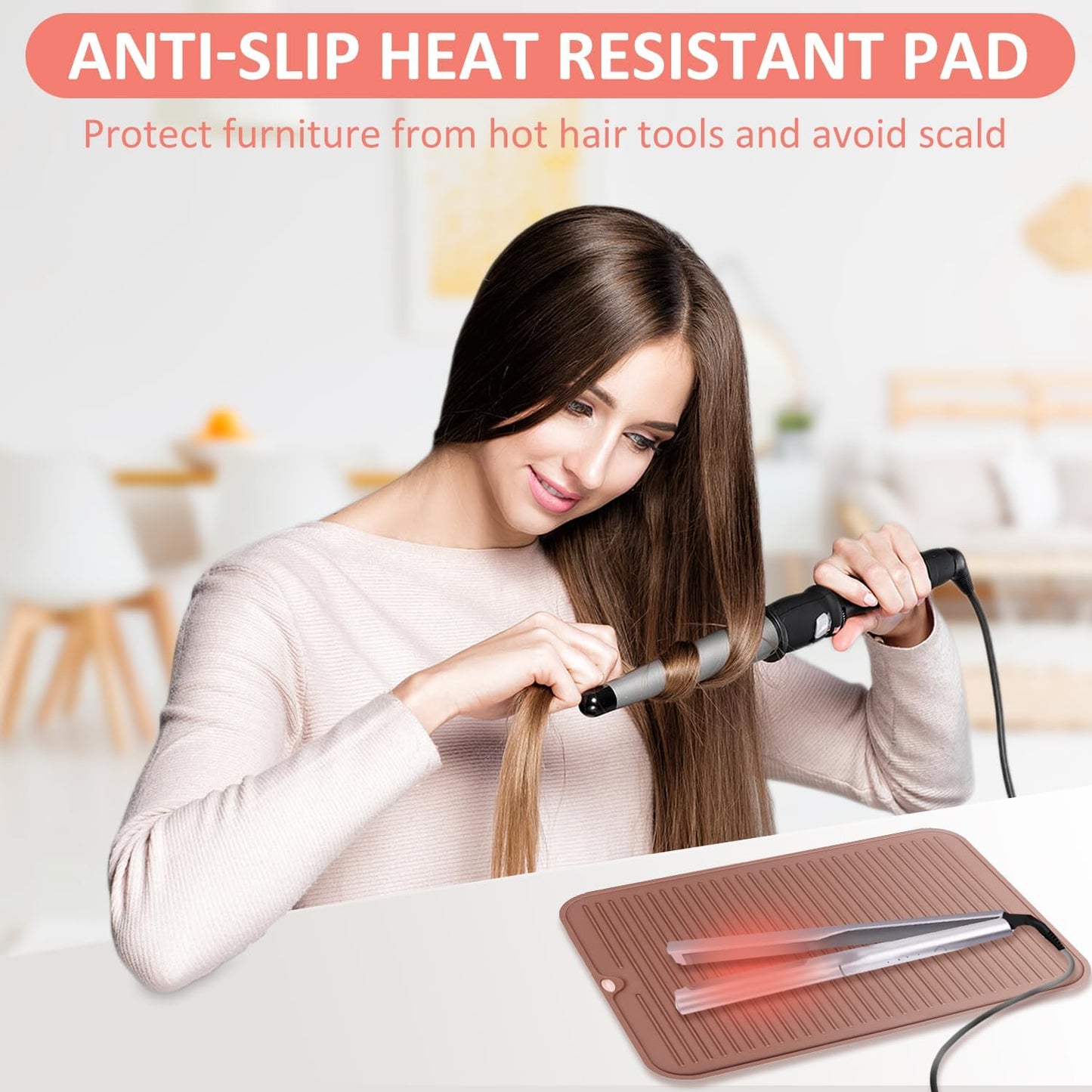 Quccefods Heat Resistant Mat Large Silicone Hot Hair Tools Mat for Curling Irons Flat Iron Hair Straightener Vanity Mat Portable Hair Styling Tools Hot Pad Vanity Organizers