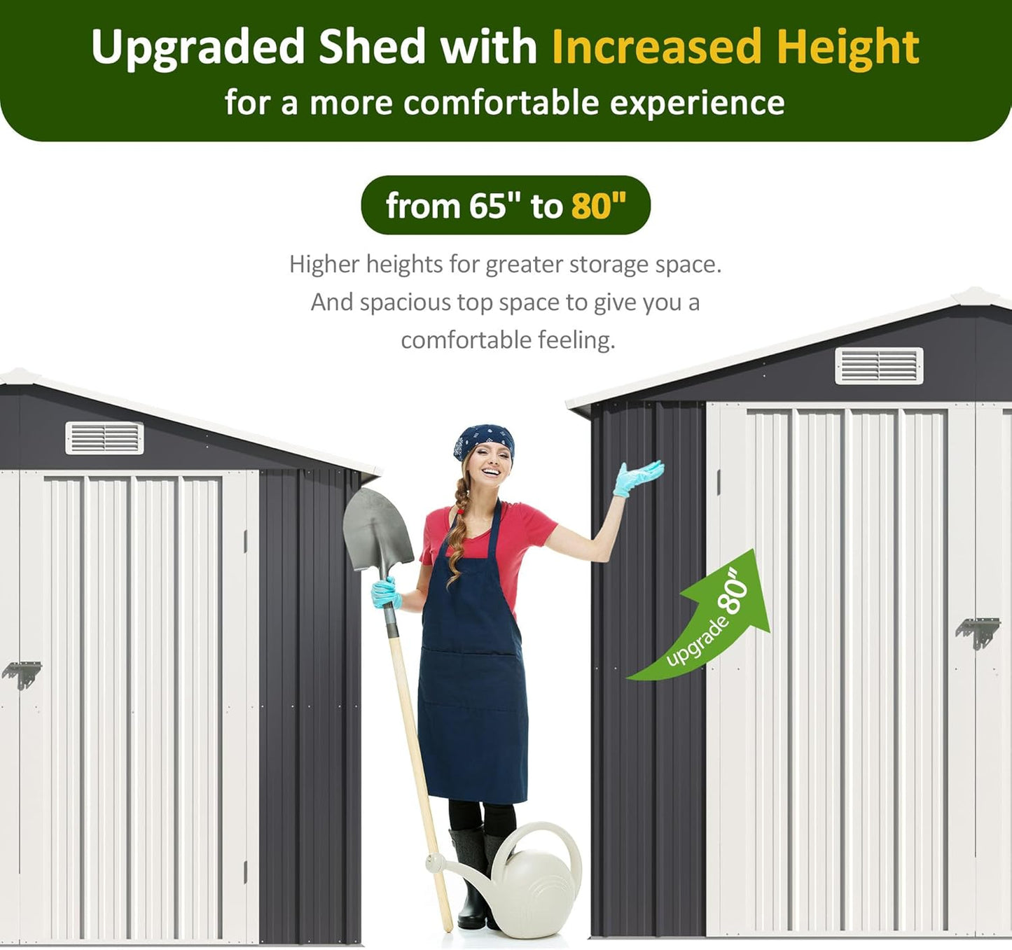 8x12 FT Outdoor Storage Shed, Metal Garden Tool Shed with Updated Frame Structure and Lockable Doors, Ideal for Backyard Garden Patio Lawn, Grey