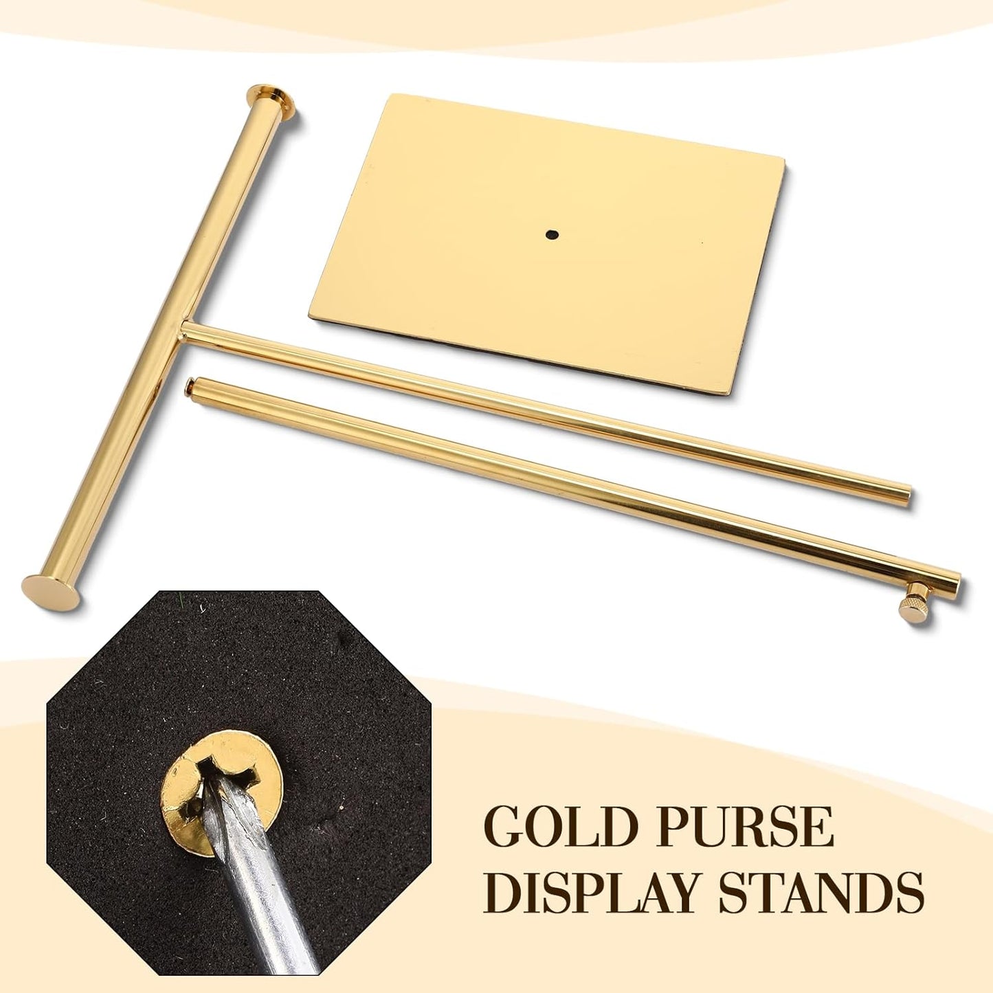 Leinuosen 4 Pcs T Shaped Purse Display Stand Necklace Display Stand Tabletop Adjustable Height Purse Hanger Rack