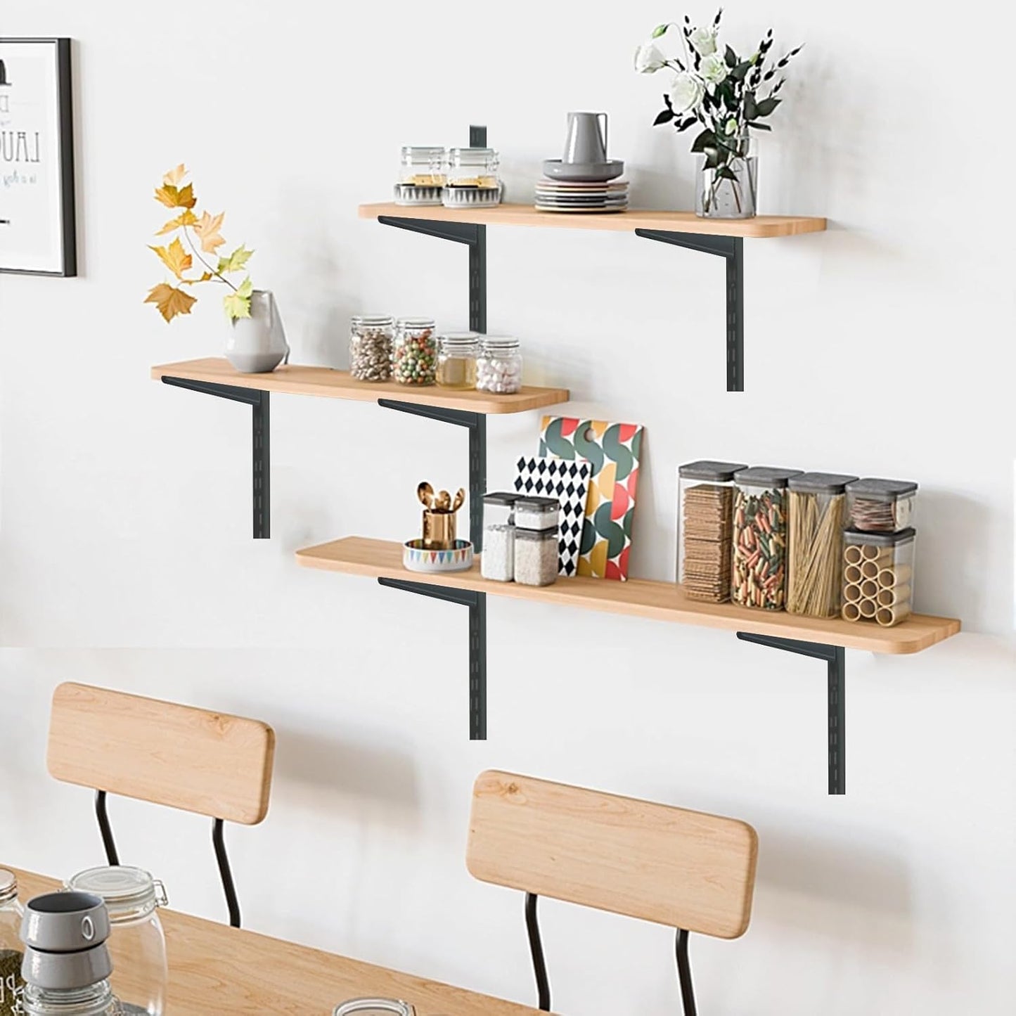 10 Pack 9‑Inch Adjustable Wire Shelf Brackets – Heavy‑Duty Double‑Track Closet & Wall Shelving System Supports（Black）