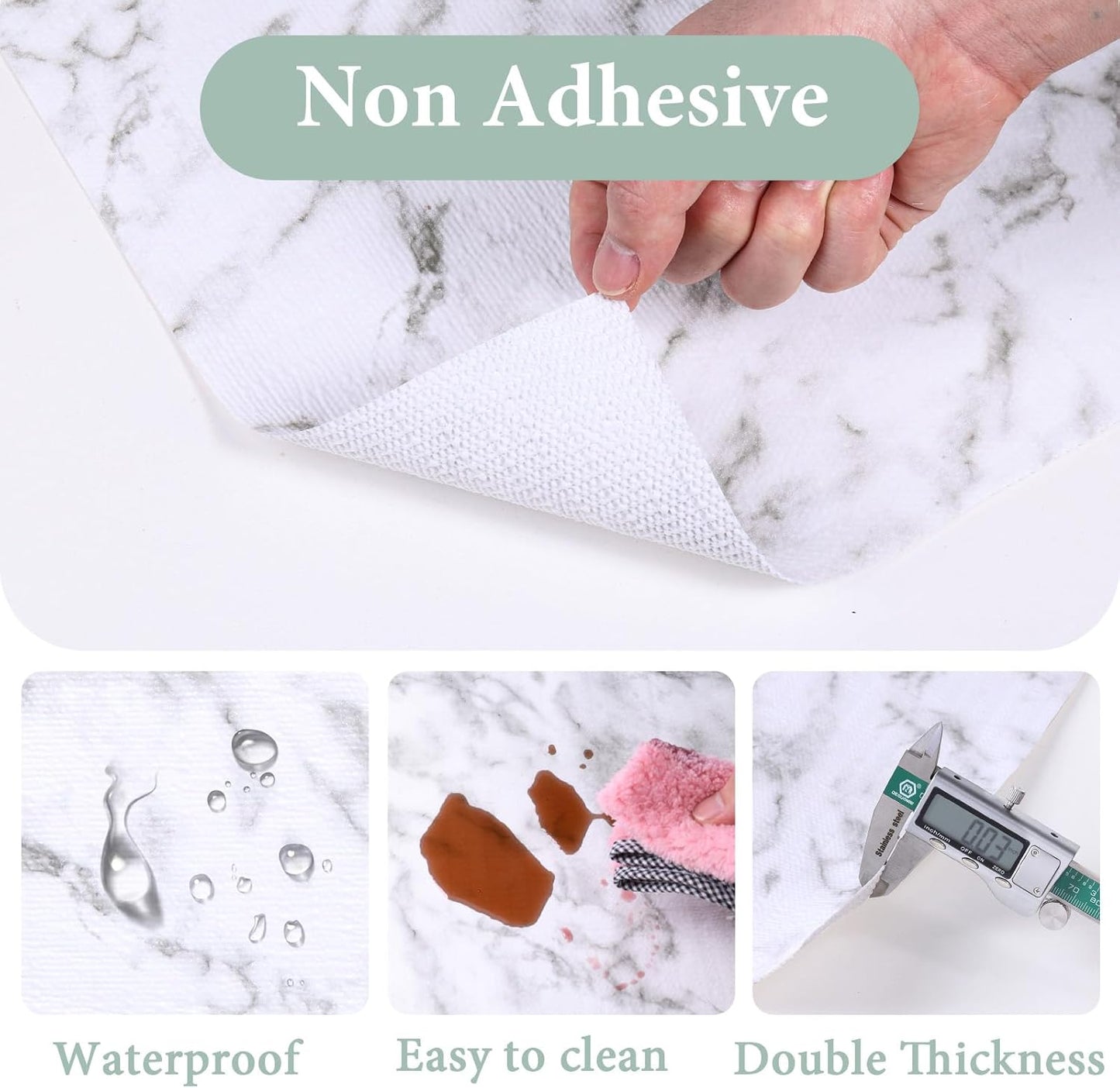 Drawer and Shelf Liner for Kitchen Cabinet Non Slip Waterproof Shelf Paper Non Adhesive Refrigerator Liners White Marble Easy Liners for Bathroom Cupboard (White Marble, 12 in X 10 Ft)