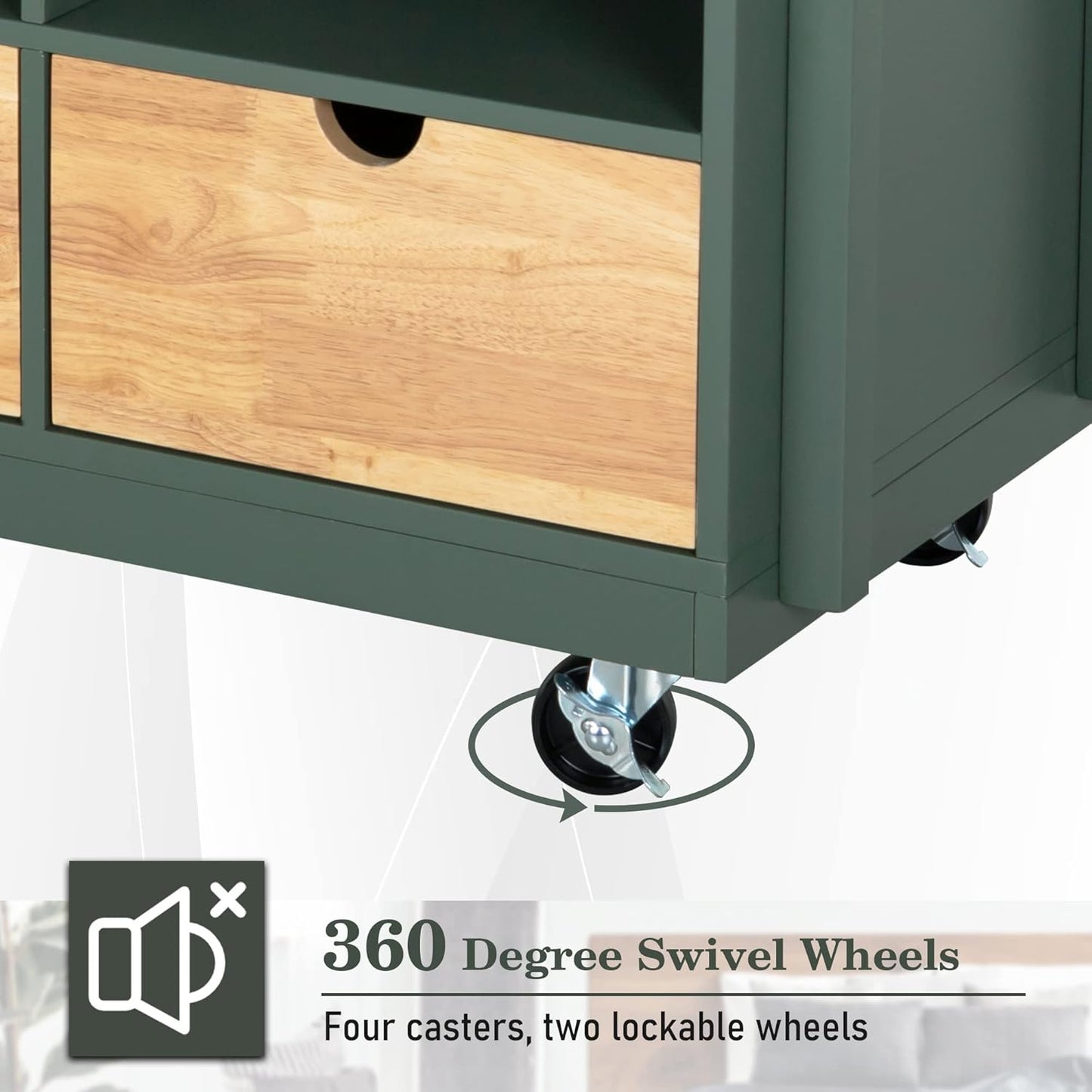 PHI VILLA Kitchen Island Cart on Wheels - Butcher Block Island Table for Food Prep, Rolling Kitchen Trolley with Storage