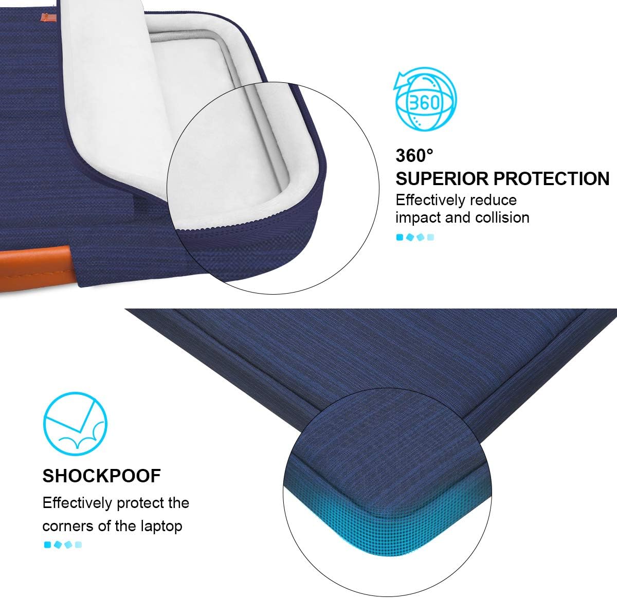 Lacdo 360° Protective Laptop Sleeve Case for 16 inch New MacBook Pro M4/M3/M2/M1 Pro/Max A3403 A3186 A2991 A2780 A2485 A2141 2024-2019, 15 inch Surface Laptop 7th Copilot+PC/6/5/4/3 Computer Bag, Blue