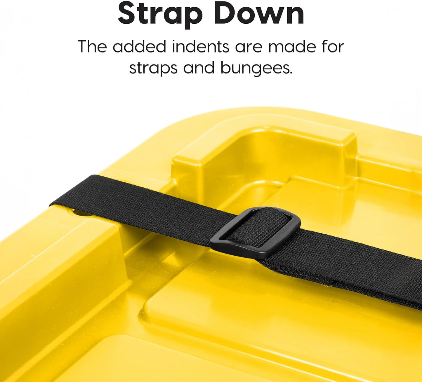 IRIS USA 12 Gallon Heavy Duty Truck Bed Toolbox Storage Tote Bins with Lids, 4 Pack - Made in USA, Tough Snap On Lockable Lid Stackable Industrial Rugged Tubs, Garage Organization Box - Black/Yellow