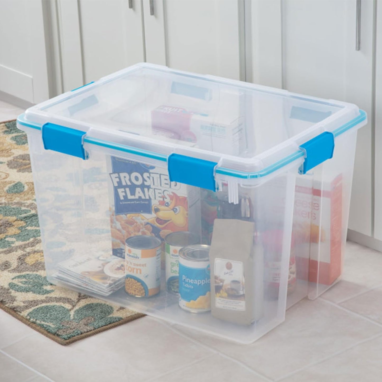 Sterilite 8-Pack Gasket Box, Weather-Resistant Storage Bins with Latching Lids, 80 Quart - Heavy-Duty Organizing Containers for Closet, Bathroom, and Office