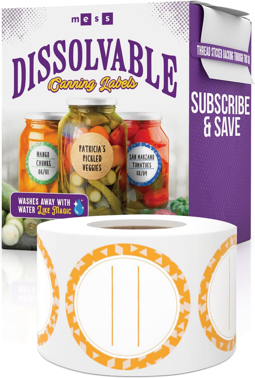Canning Labels Dissolvable Stickers for Mason Jars and More (2" Round 200/roll) Canning Supplies Washes Off in Seconds Like Magic - Jar Labels Homemade Jam, Jelly, and More (Orange)