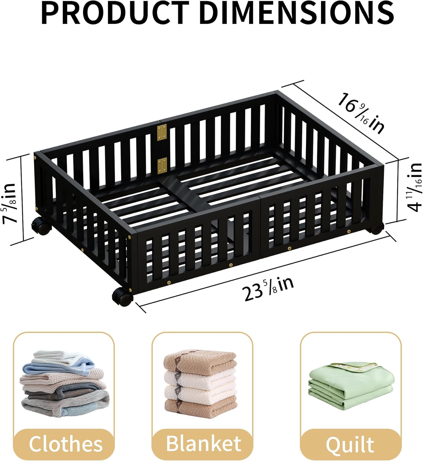 Bamboo Under Bed Storage with Wheels,Rolling Underbed Shoe Organizer Box for Shoes,Blankets,Toys,Clothes Container Space-Saving Bins for Bedroom,Closet,Dorm,Nursery