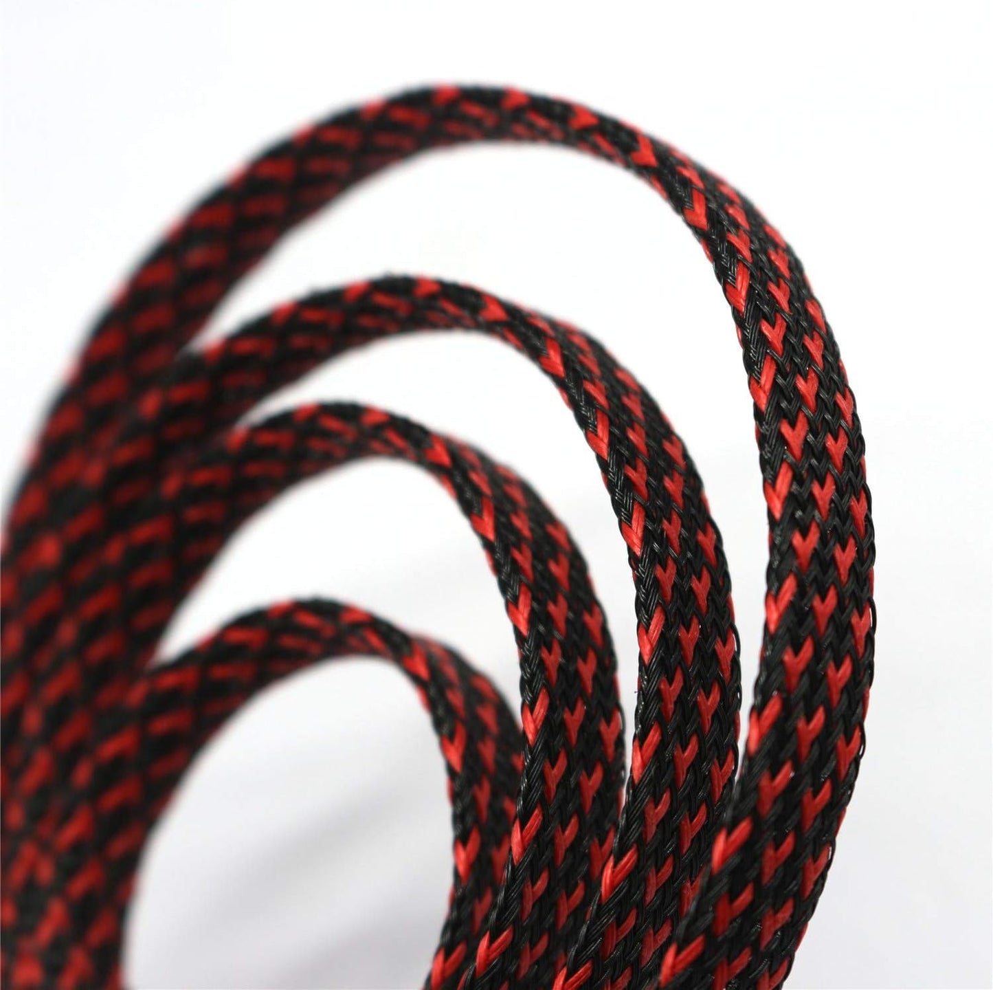 30ft PET Expandable Sleeving Wire Cable Sleeve (1/2", Red&Black)