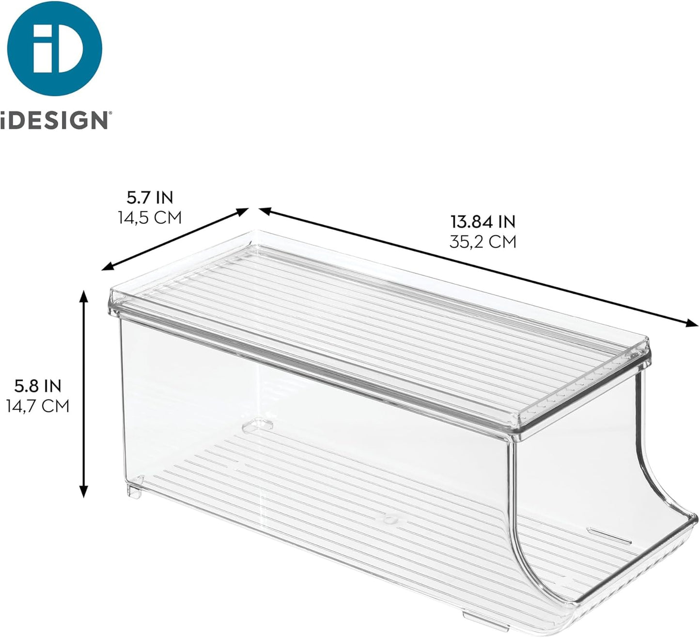 iDesign Soda Can Organizer with Lid for Pantry or Refrigerator - Set of 2 - Clear - Made in USA