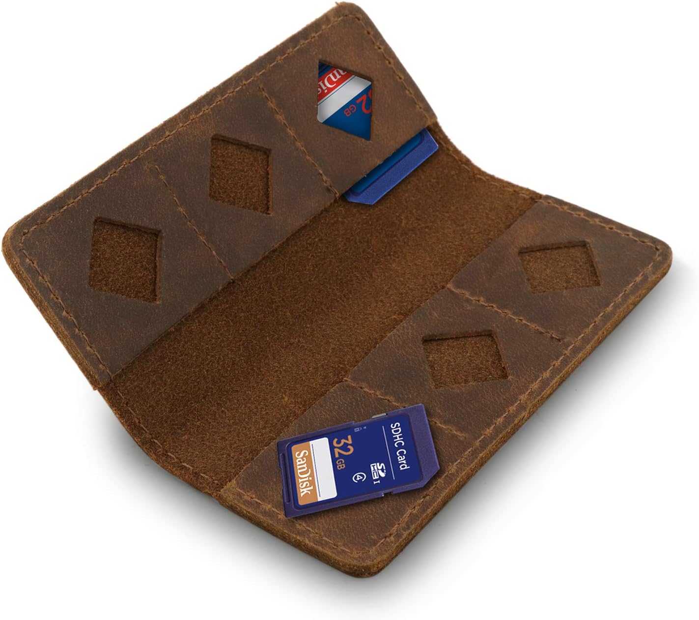 MegaGear Leather SD Card Holder with 12 Card Slots