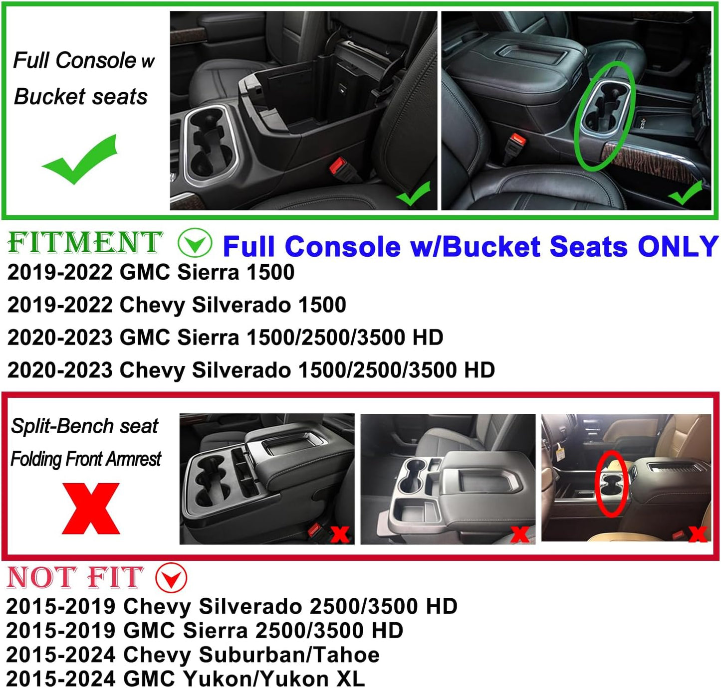 JKCOVER Center Console Coin Box Organizer Compatible with 2019-2022 Silverado/Sierra 1500 and 2020-2023 Silverado/Sierra 2500HD 3500HD Accessories (Full Console w/Bucket Seats Only)