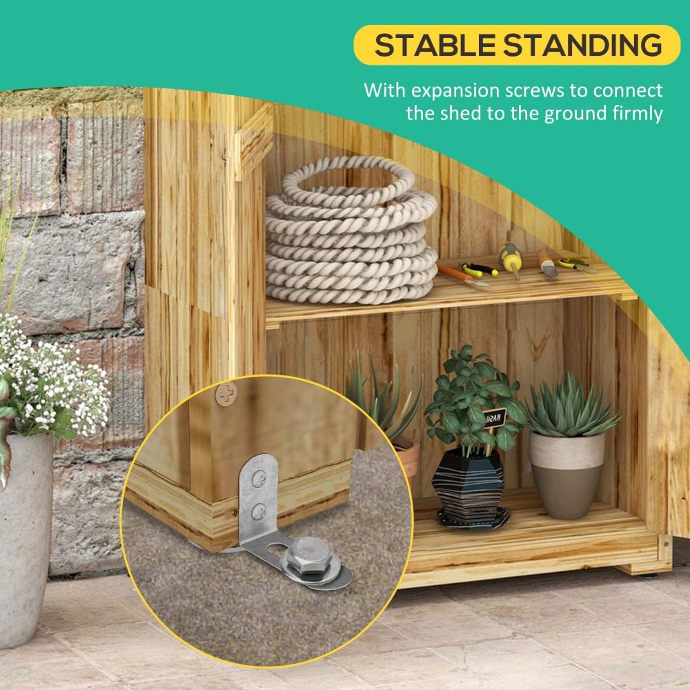 Wooden Garden Storage Shed with Waterproof Galvanized Roof and Lockable Door for Outdoor Tool and Toy Organization