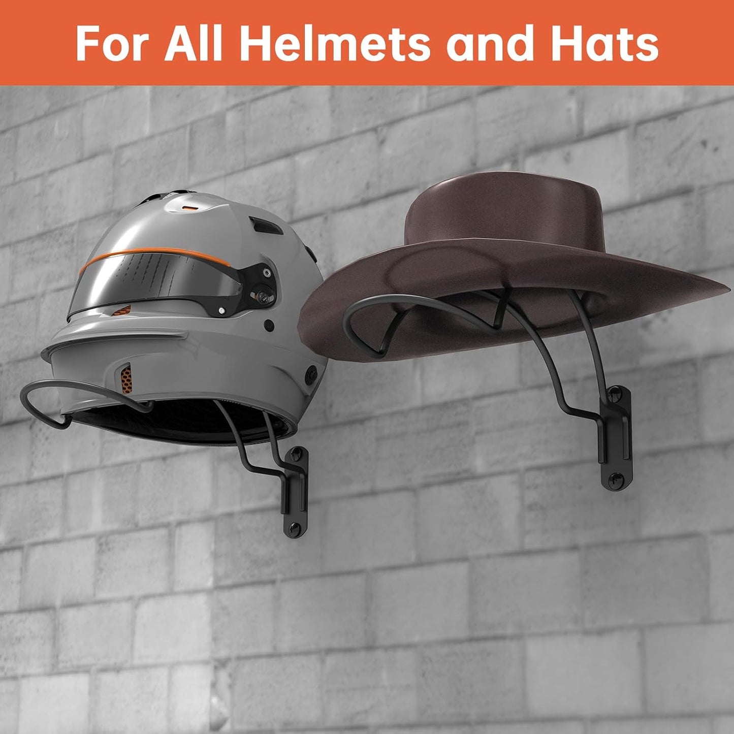4 PCS Wall Mounted Helmet Rack Roma Helmet Holder Hook Multifunctionnal Metal Rack for Hats Mask Wall Mount Bracket Storage Display Rack with Screws for Equestrian Motorcycle Baseball Rugby Helmetet