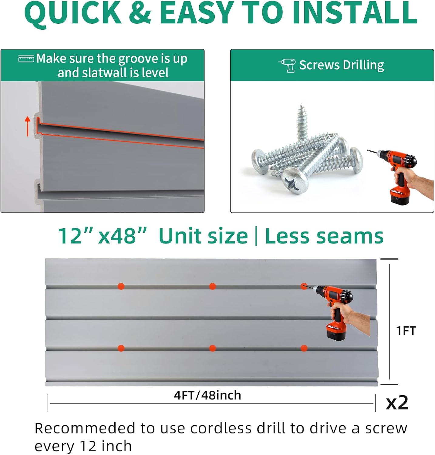 Slat Wall Paneling Garage Slat Wall Storage Systems, Slatwall Panels 4x2 ft PVC Wall Panels Grey Slatwall Garage Storage & Organization Products