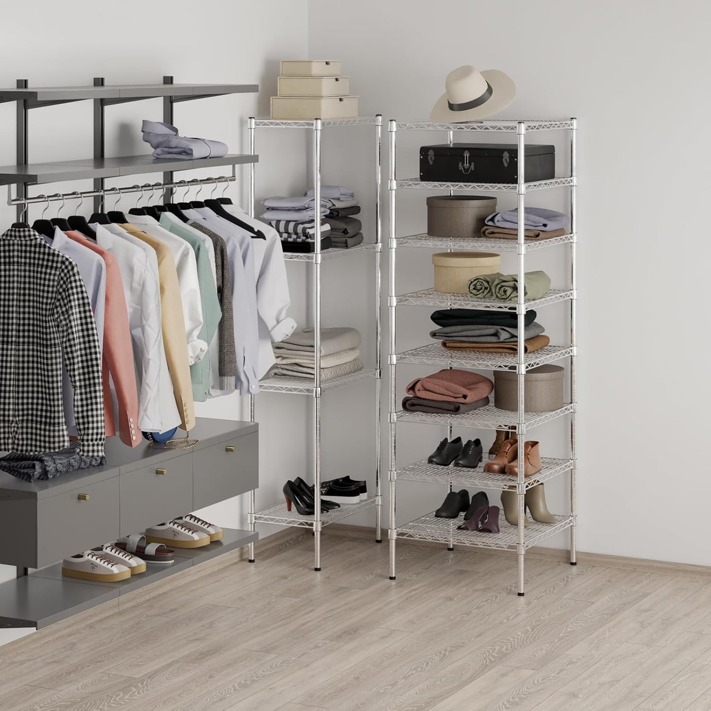 24" Deep x 24" Wide x 74" Height Wire Shelving Kit | 8-Tier | NSF Commercial Storage Rack Unit