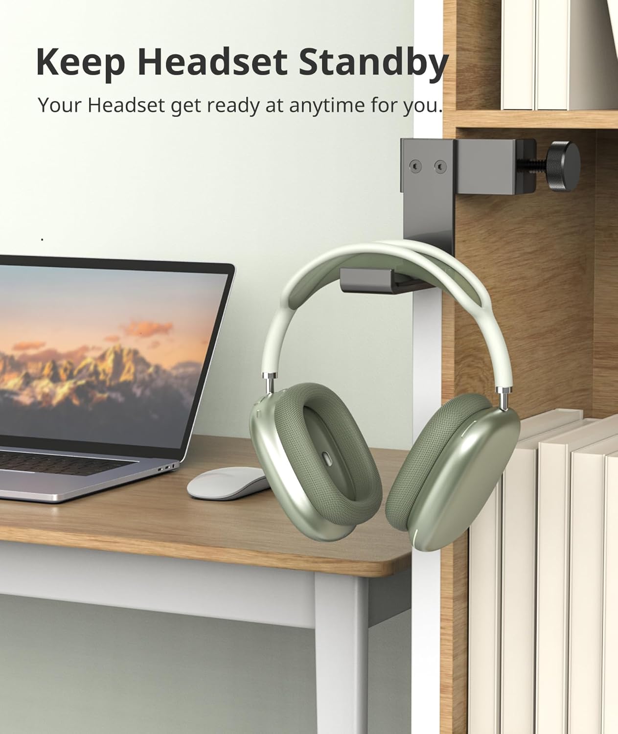 Headphone Stand for Desk – Aluminum Headset Stand with Foldable Hook, Headphone Holder Clamp Mount for Gaming Accessories, Space-Saving Under Table Headset Hanger