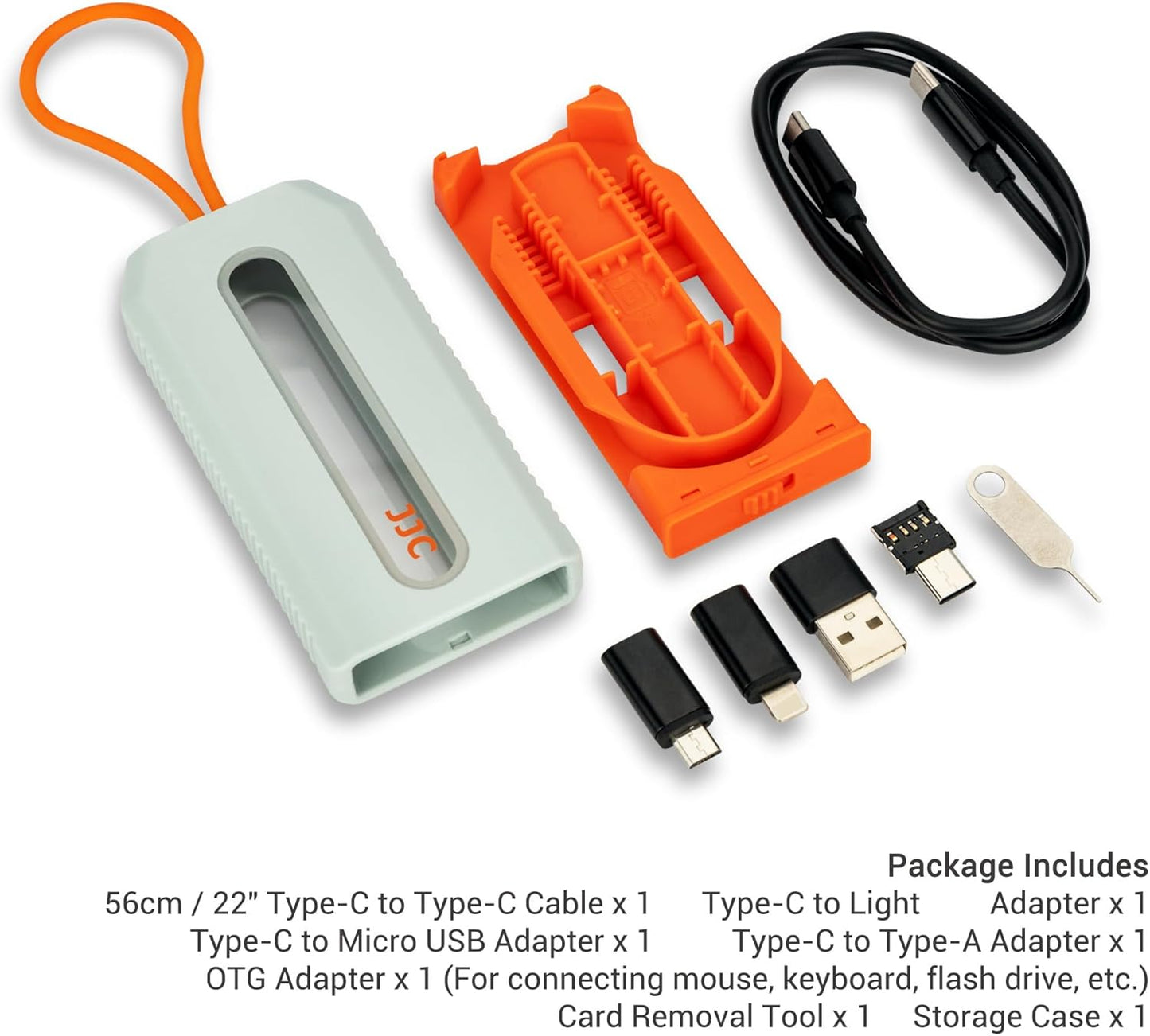 JJC 5 in 1 Data Cable Adapter Kit,Data Cable Transfer Storage with Micro USB Type-A OTG Adapter,1.8ft Data and Charger Cable, Charging Cable Convertor for Travel,Hold 2 Micro SD 2 Nano SIM Cards