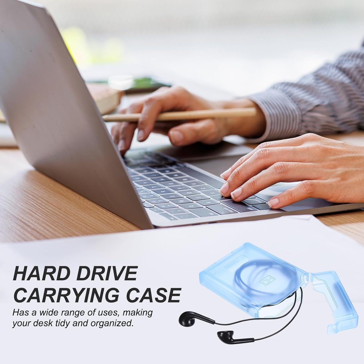 PATIKIL 4.5" x 3.2" Hard Drive Disk Case, 5Pcs Plastic Hard Disk Storage Box Portable Anti-Static Case for 2.5" External SSD HDD, Blue