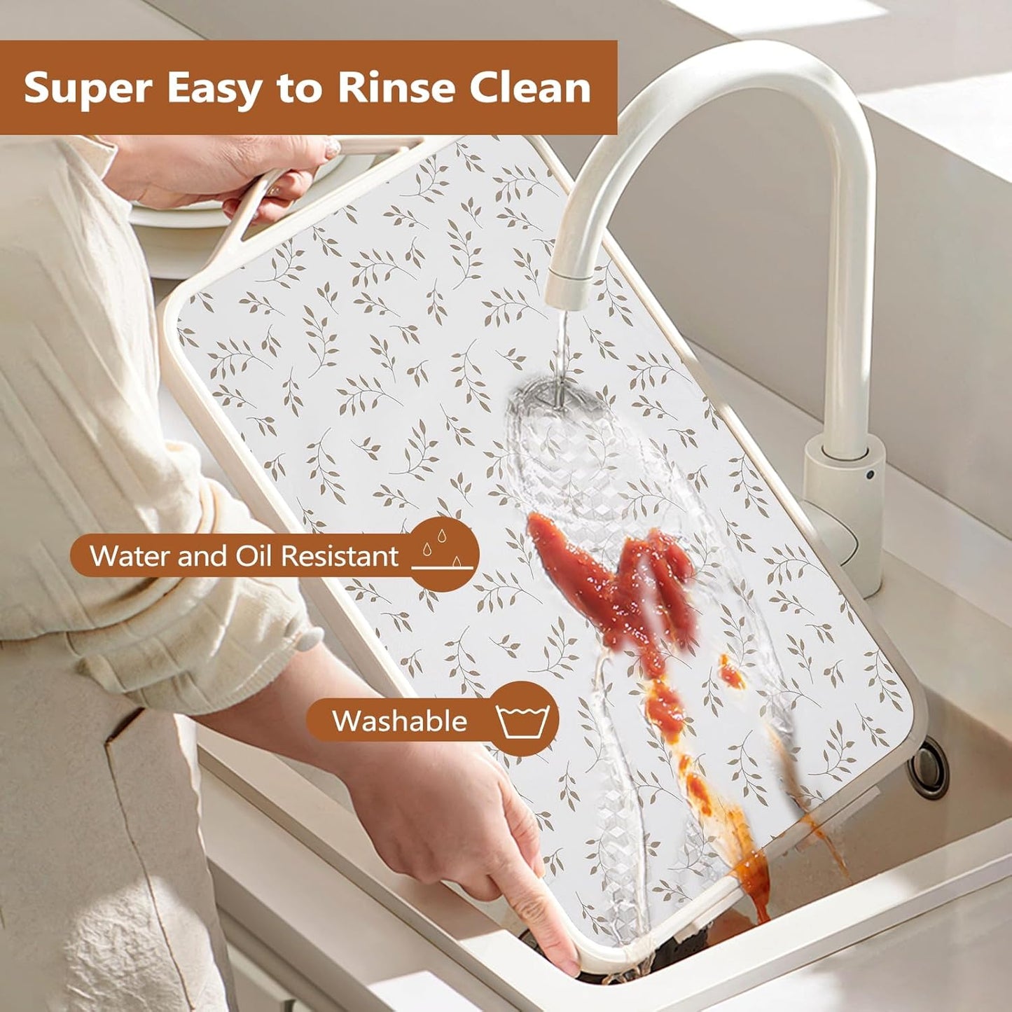 Drawer and Shelf Liner for Kitchen Cabinets, Non-Adhesive Strong Grip Thickened Cabinet Liners for Shelves, Non-Slip Mats Shelving Paper Protect Cupboard, Dresser, Pantry | Leaves, 23.6" x 20FT