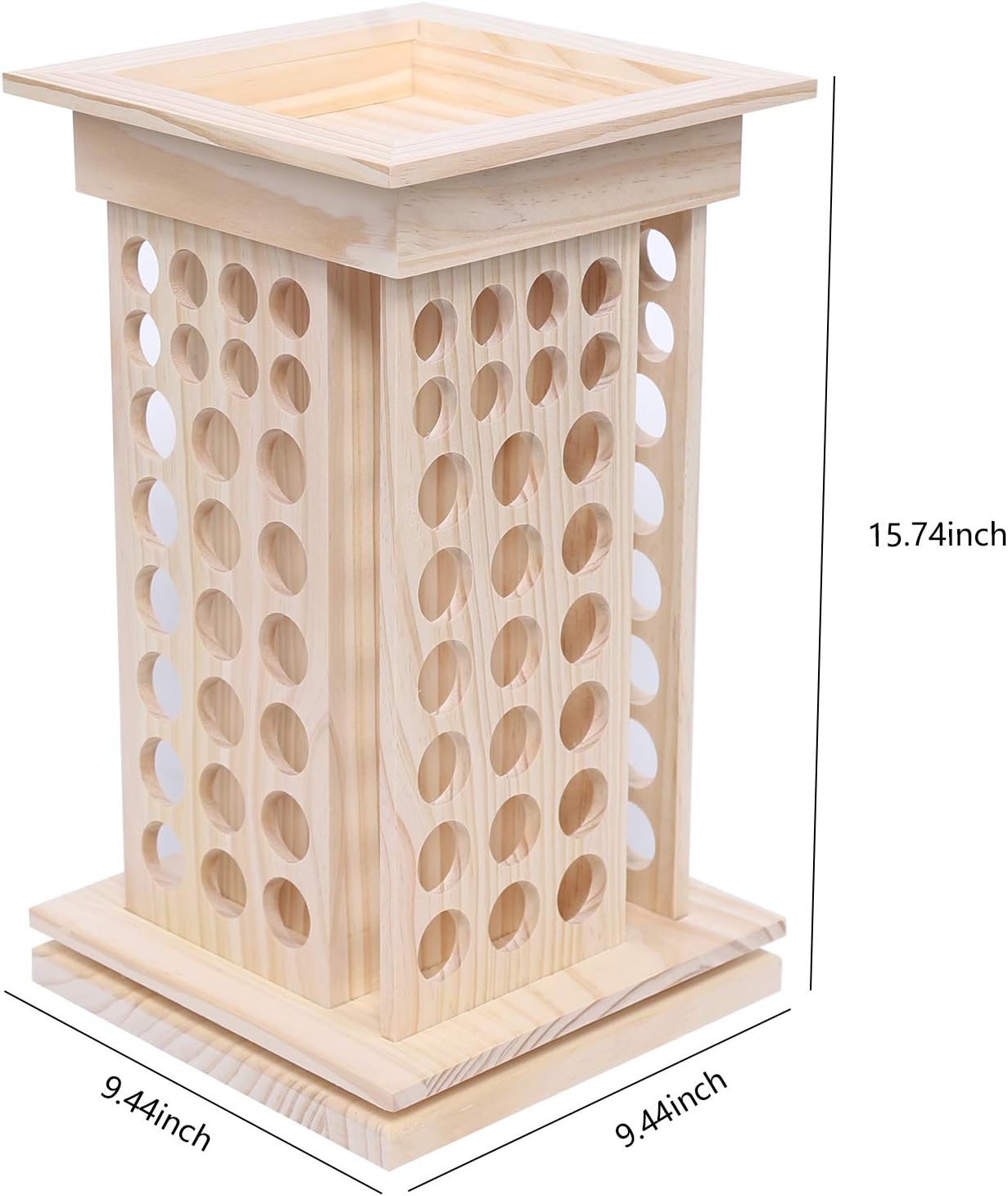 104-Hole Wooden Essential Oil Display Rack, 8 Tiers Rotating Pine Organizer for Home, Beauty Salon, Perfume Store, Hold 5ml & 15ml Bottles, Space-Saving Countertop Holder, Easy Access, 9.44*15.74in