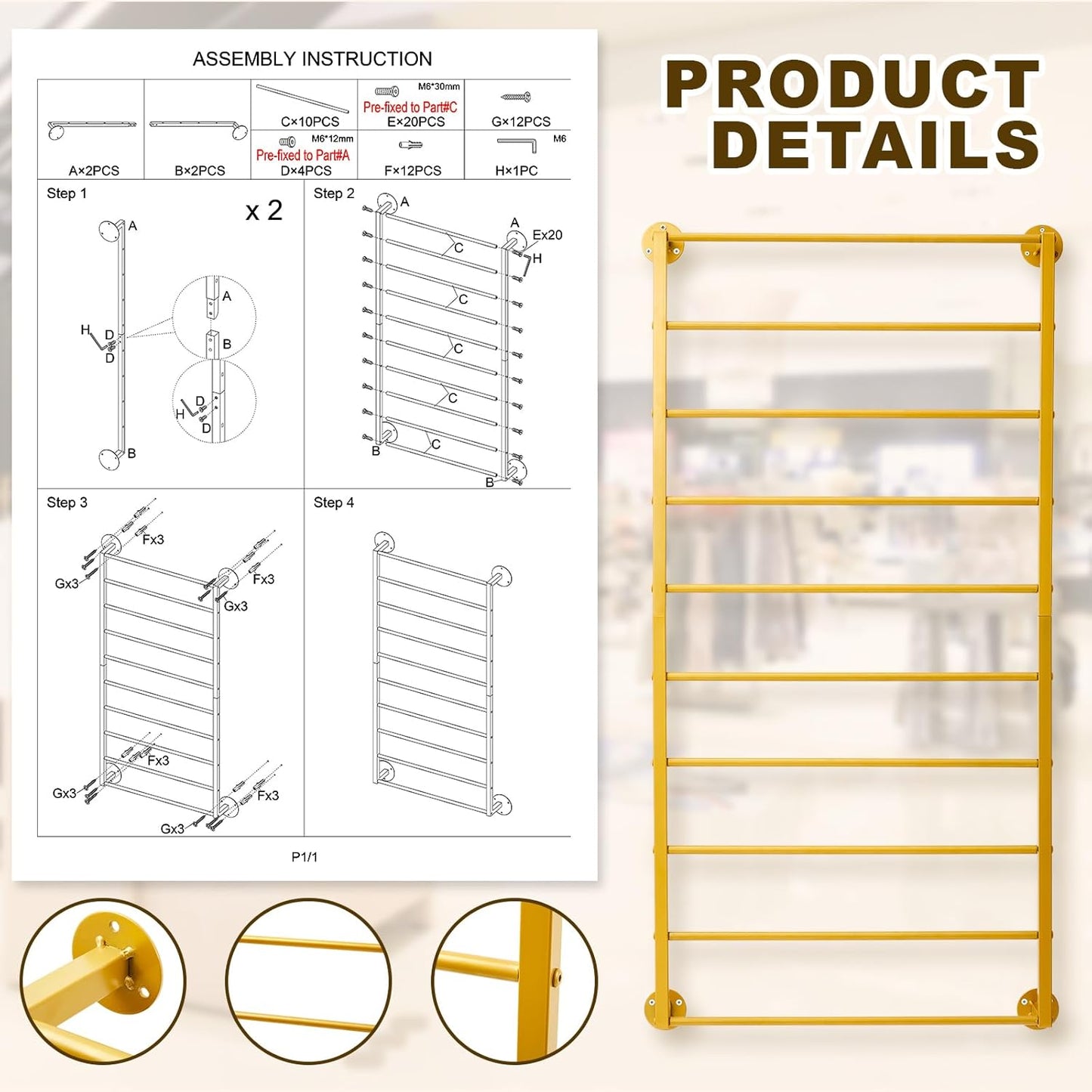 Hijab Organizer, 10 Tier Metal Scarf Holder Organizer, Freestanding Scarf Shawl Display Stand Belt Holder for Boutique, Retail Store, Bedroom, Clothing Store(Gold,47.2" X 23.6" X 4")