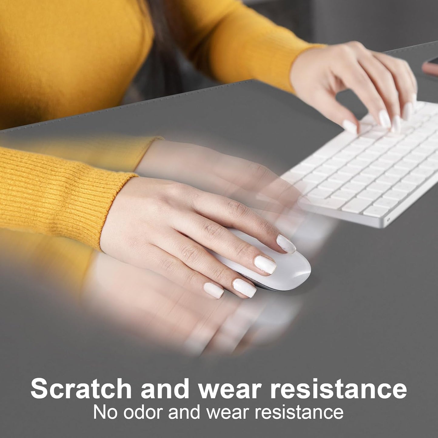 DAWNTREES Desk Mat Protector,PU Leather Desk Pad,Non Slip, Large Mouse Pad and Keyboard Mat, Waterproof Writing Pad for Office and Home (Dark Gray)