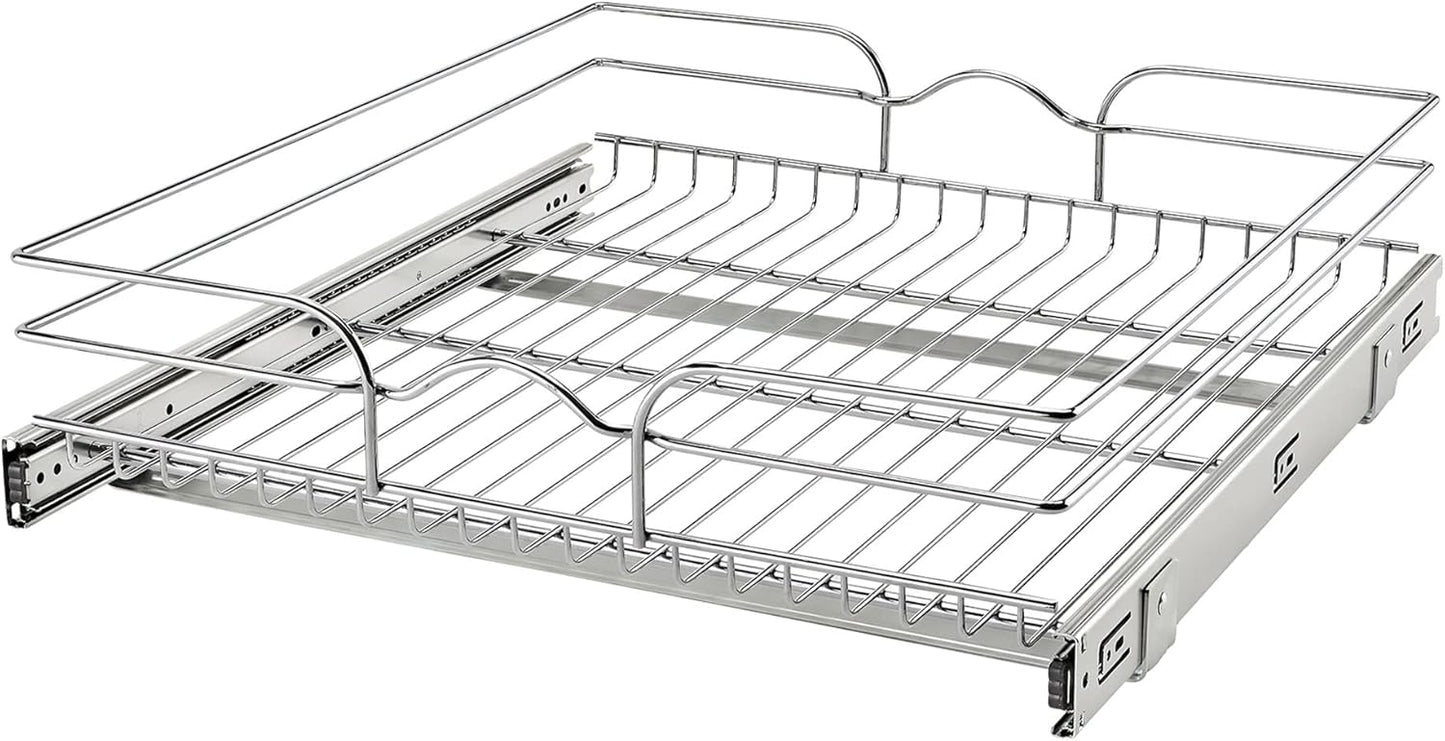 Rev-A-Shelf Kitchen Cabinet Pullout Shelf and Drawer Organizer Slide Out Pantry Storage Basket in Multiple Sizes, 21 x 22 In, 5WB1-2122CR-1