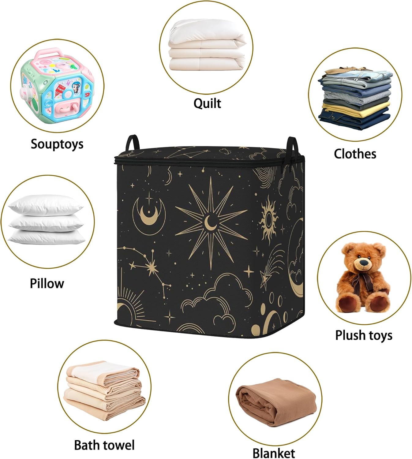 Large Comforter Storage Bag with Zipper,Closet Organizer for Clothes,Blankets,Quilts,Pillows,Fabric Storage Bags with Portable Handles 95L(2-Pack)