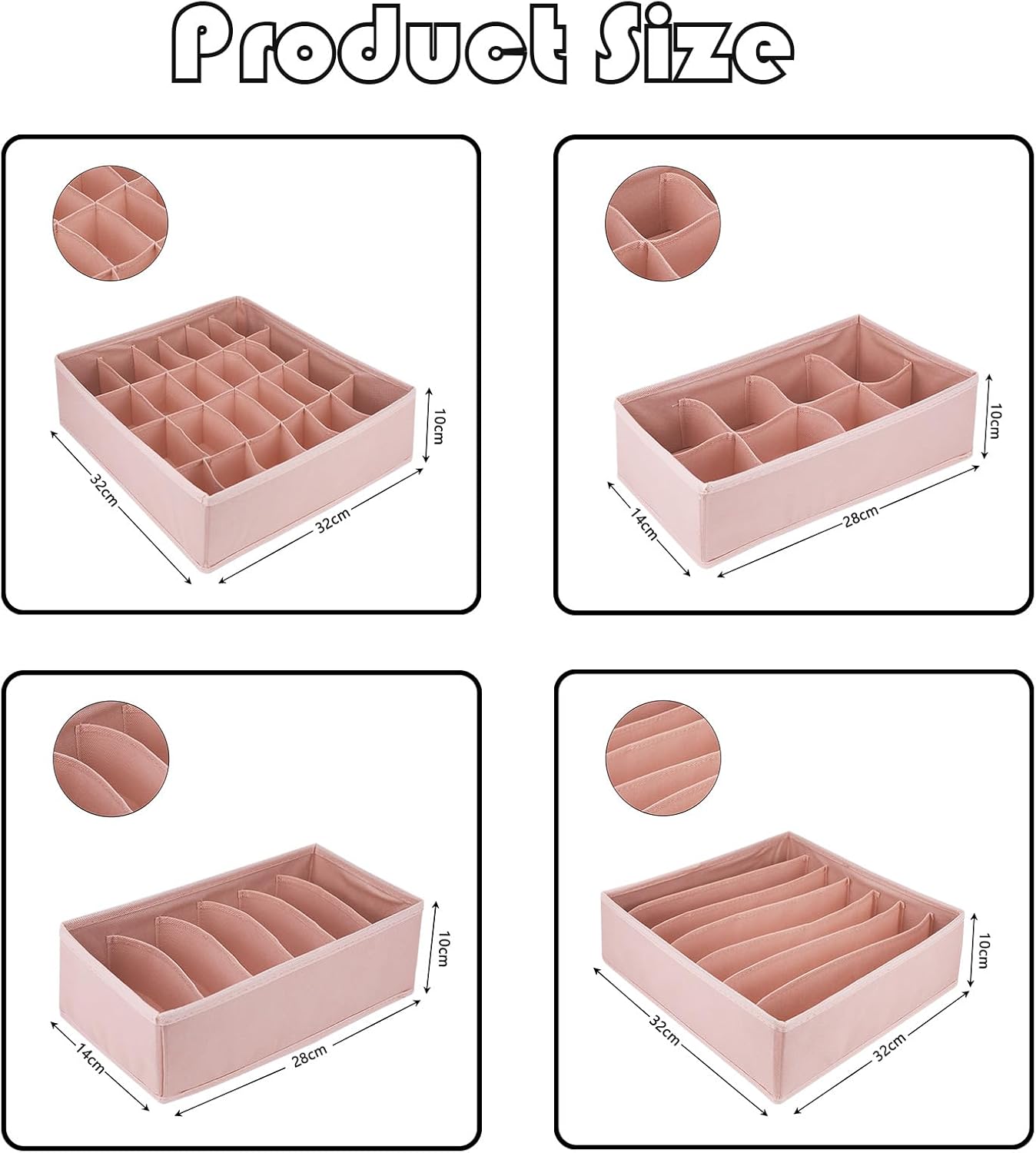8 Pack Dresser Drawer Organizer Clothes Underwear Sock Storage Pink Foldable Closet Organizer Storage Box Cloth Drawer Dividers