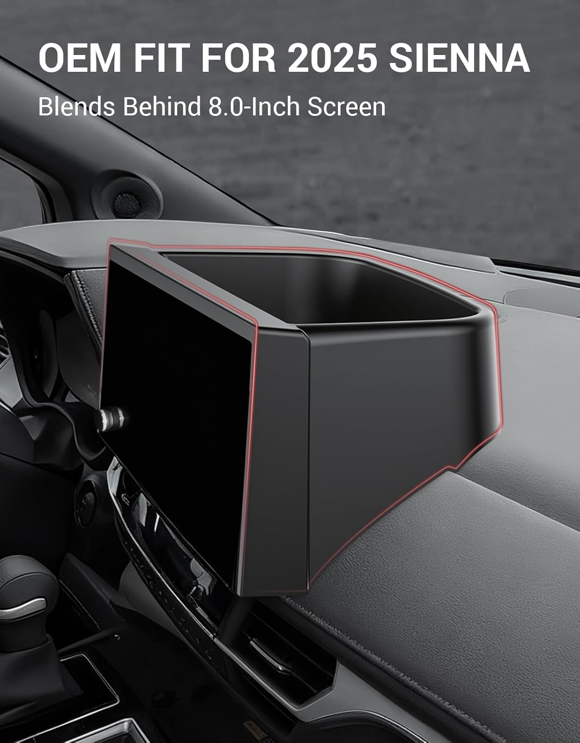 Ecarzo Dash Tray Phone Holder for 2025 2026 Toyota Sienna 8.0 inches Screen, Custom Fit Behind Screen Dashboard Organizer, Dash Console Storage Tray with Non-Slip Liner (NOT for 12.3-Inch Display)