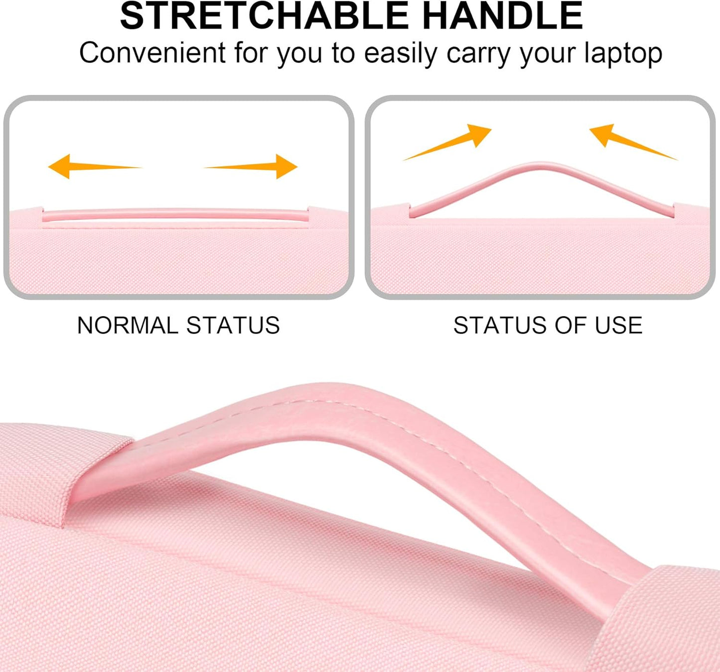 Lacdo 360° Protective 15-15.6 Inch Laptop Sleeve Case for Acer HP Lenovo Dell ASUS Laptop, Acer Aspire 15, HP Pavilion 15, Dell Inspiron 15, Lenovo IdeaPad 15, ASUS ZenBook 15 Computer Bag, Pink