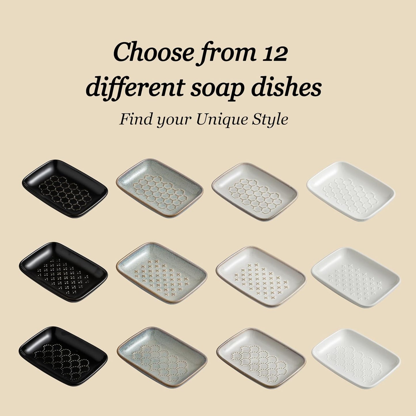 Gomakren Soap Dish for Shower, Bar Soap Holder, Ceramic Soap Dishes for Bar Soap, Christmas Sponge Holder Soap Saver Soap Tray for Bathroom Kitchen Sink, 5.5 Inch, Gray